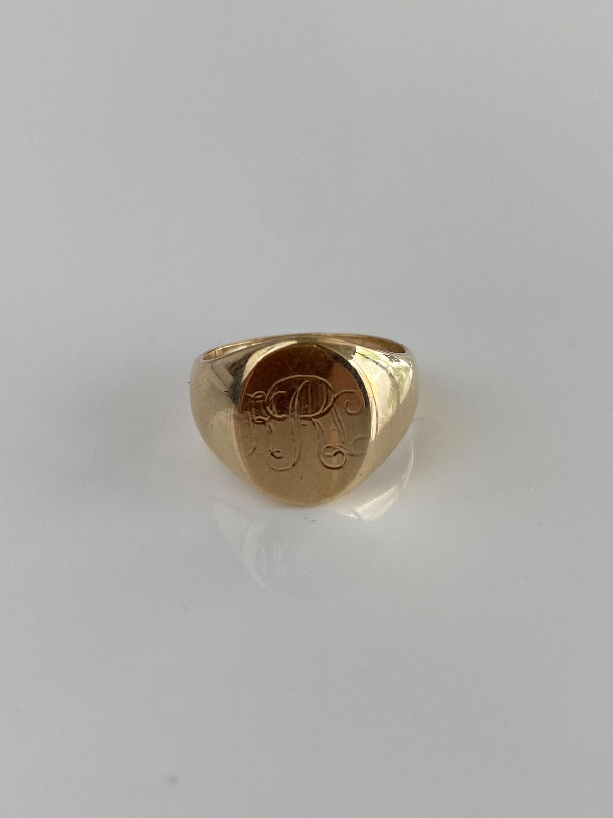 Vintage Solid 10k Yellow Gold Monogram Signet Ring - Size 3