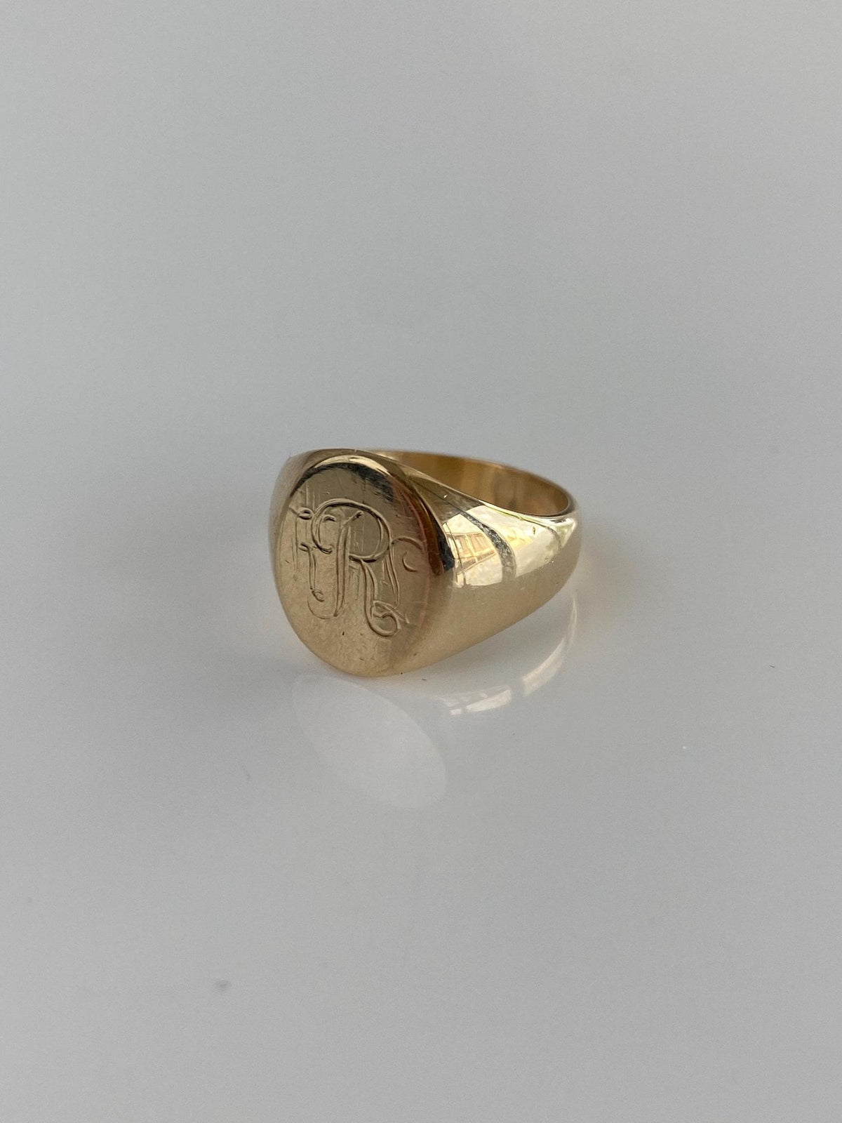 Vintage Solid 10k Yellow Gold Monogram Signet Ring - Size 3
