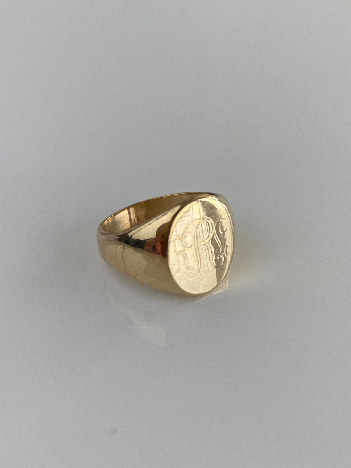 Vintage Solid 10k Yellow Gold Monogram Signet Ring - Size 3