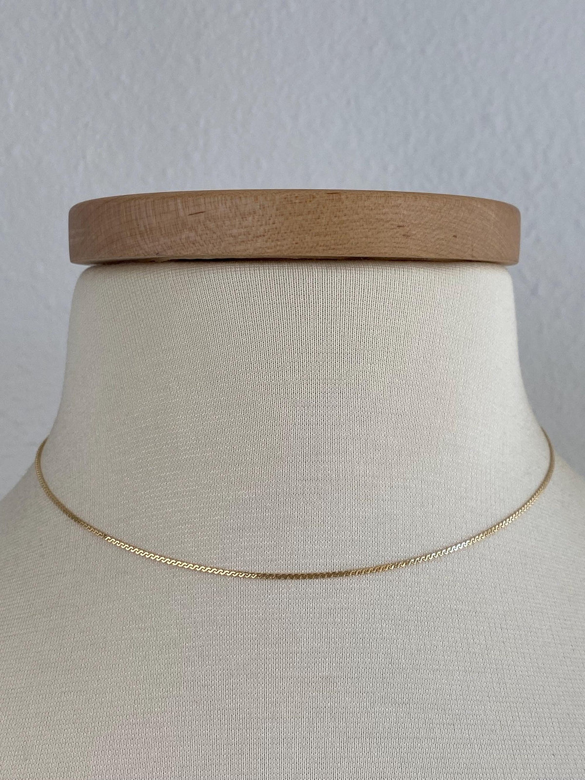 Vintage Solid 14k Yellow Gold Serpentine Chain Necklace - 15.5 inches