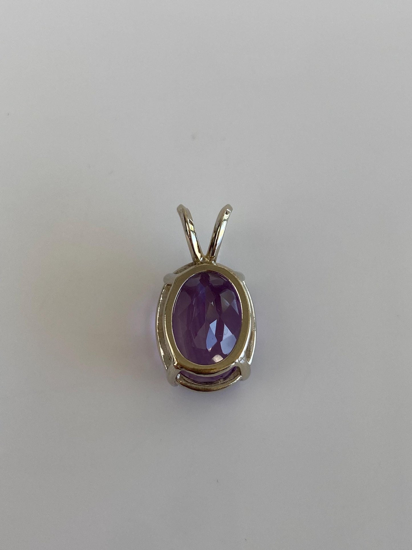 Vintage Solid 14k White Gold Amethyst Charm