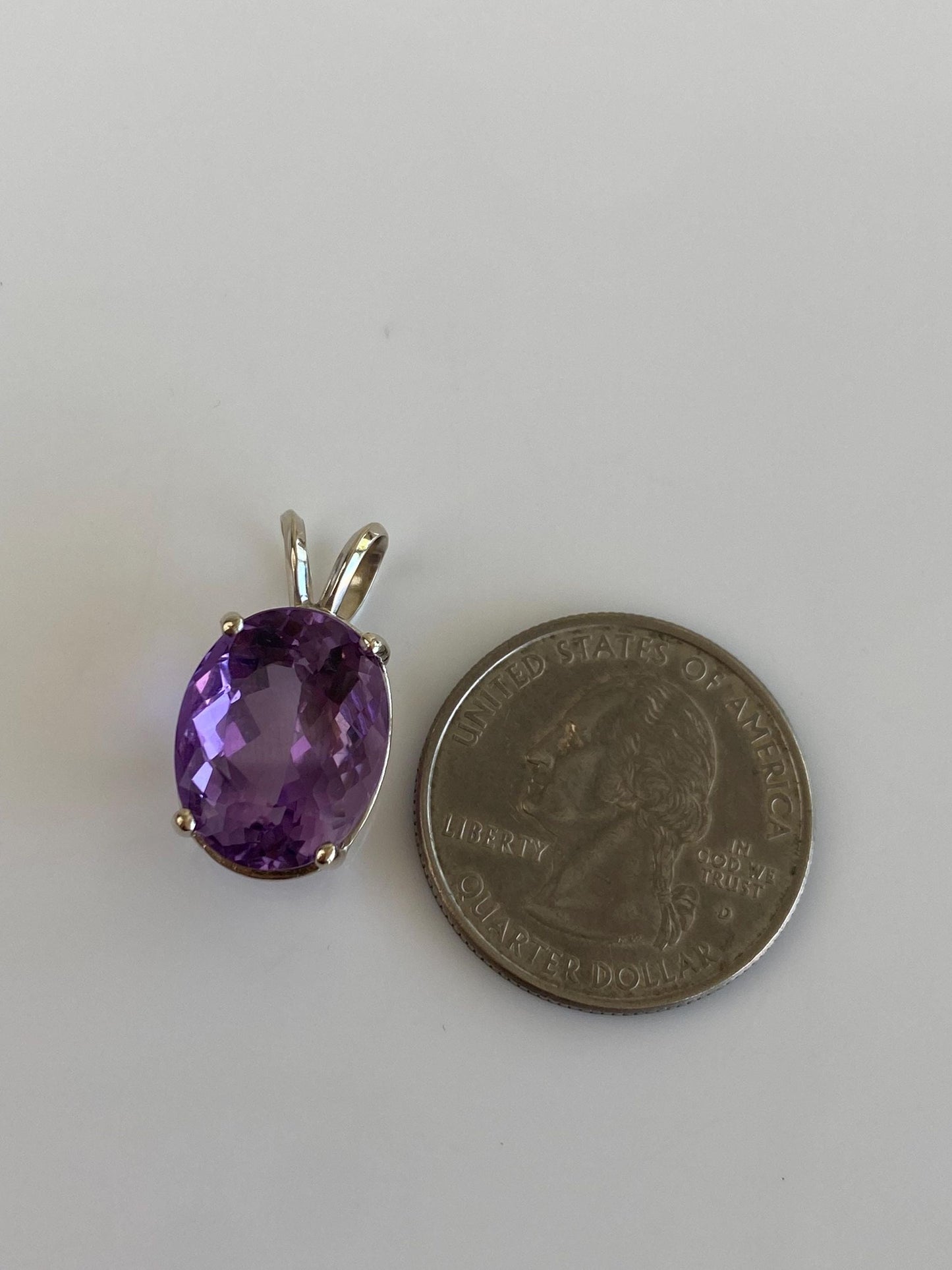 Vintage Solid 14k White Gold Amethyst Charm