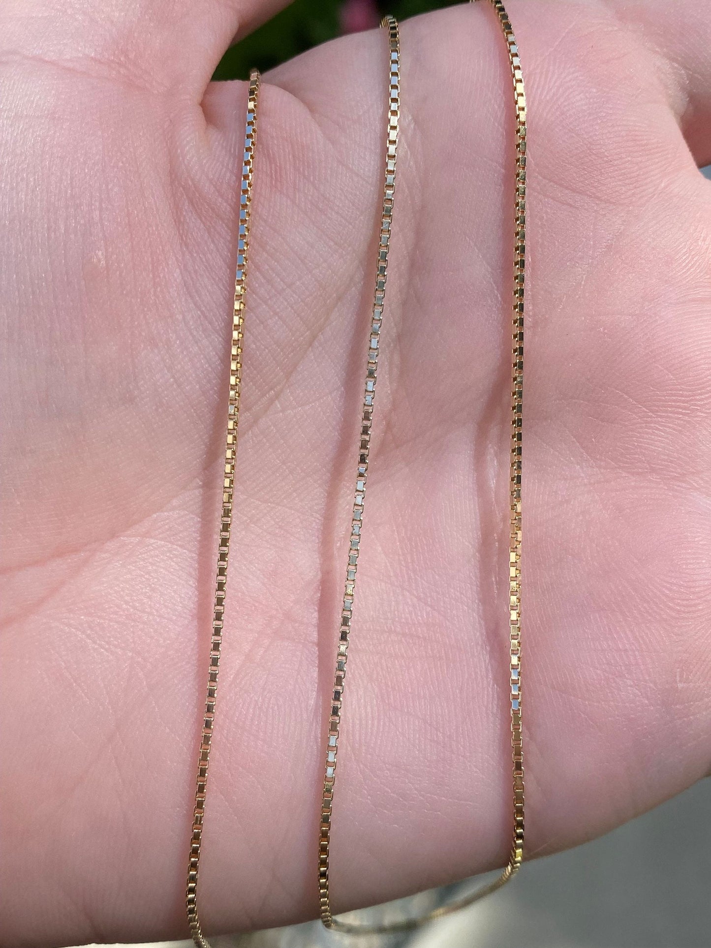 Vintage Solid 14k Yellow Gold Box Chain Necklace - 24 inches
