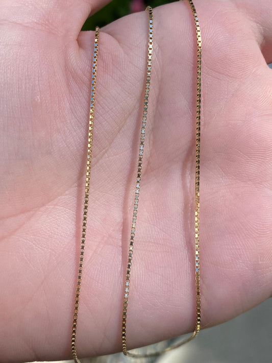 Vintage Solid 14k Yellow Gold Box Chain Necklace - 24 inches