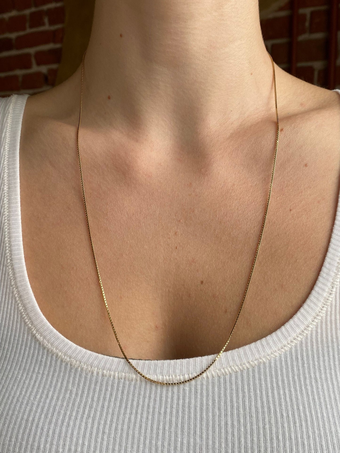 Vintage Solid 14k Yellow Gold Box Chain Necklace - 24 inches