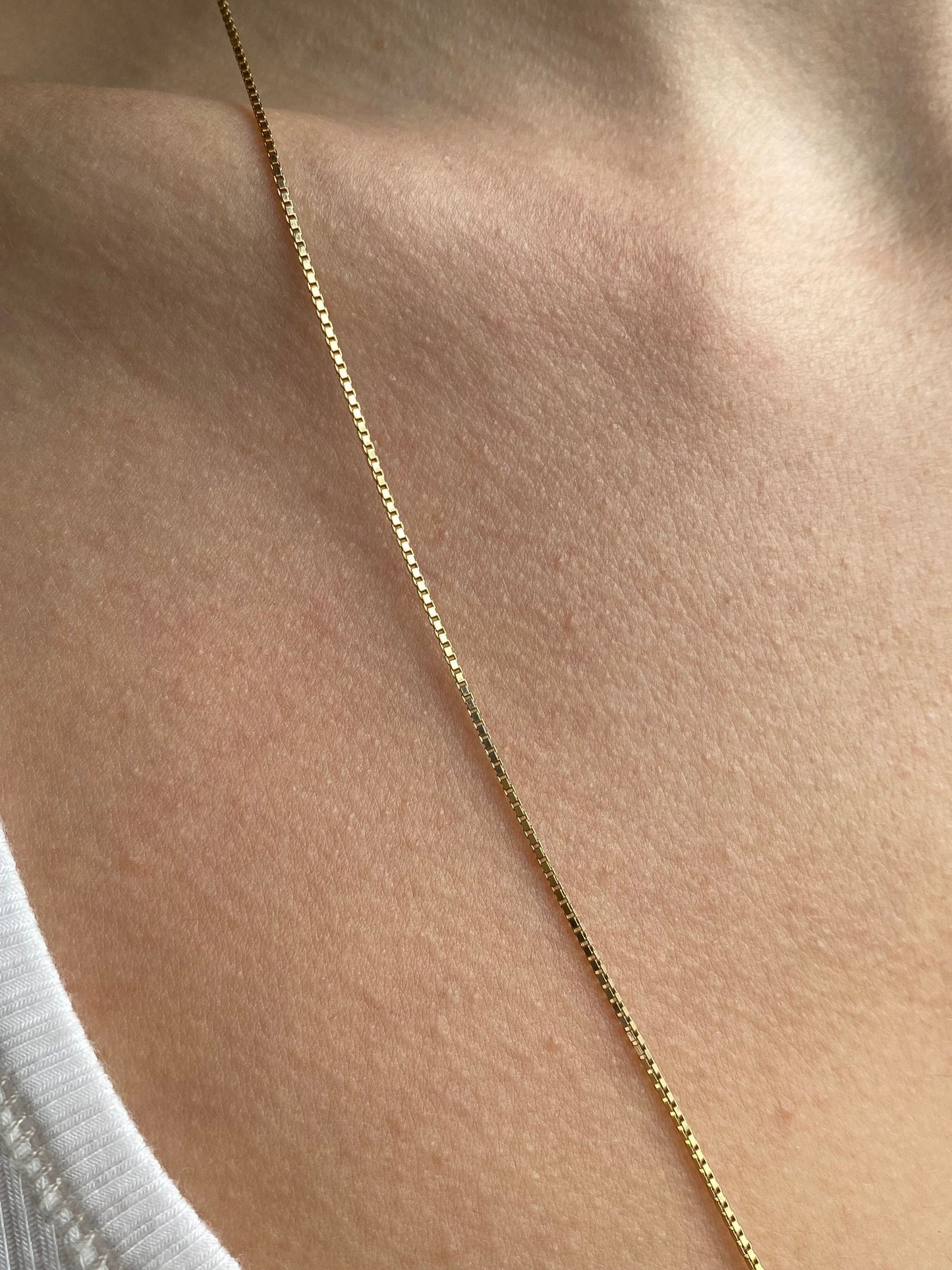 Vintage Solid 14k Yellow Gold Box Chain Necklace - 24 inches