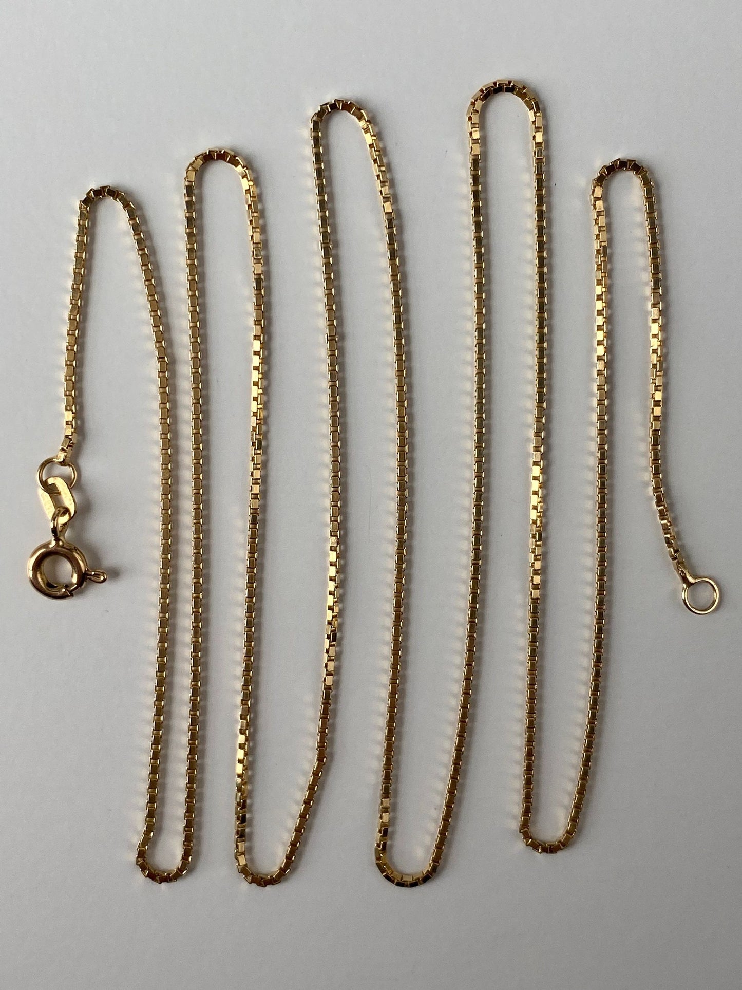 Vintage Solid 14k Yellow Gold Box Chain Necklace - 24 inches