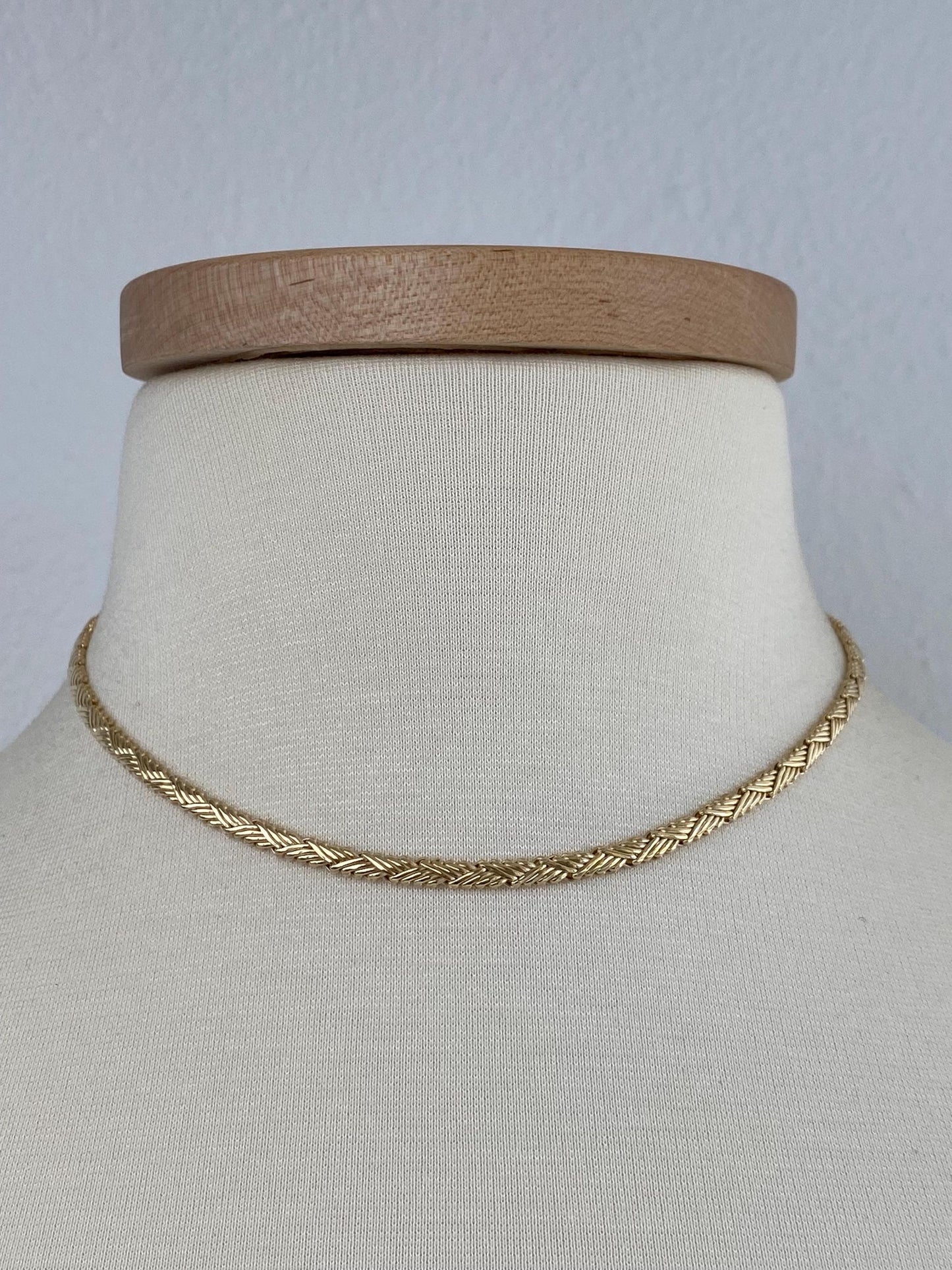 Vintage Solid 14k Yellow Gold Fancy Flat Chain Necklace - 16 inches
