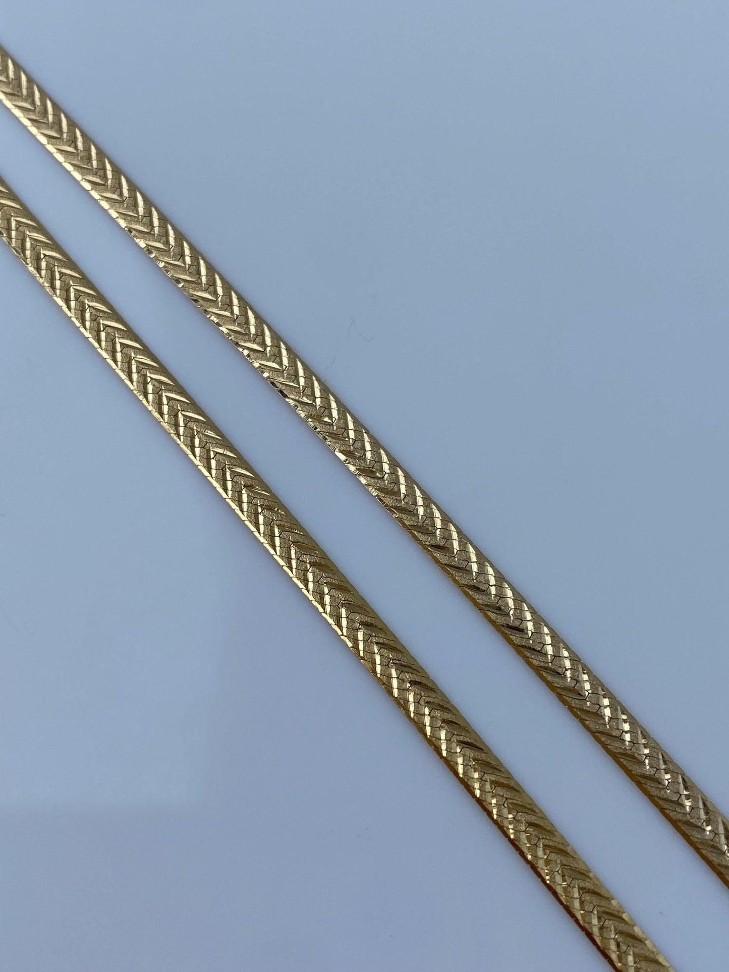 Vintage Solid 14k Yellow Gold Herringbone Chain Necklace - 19.75 inches