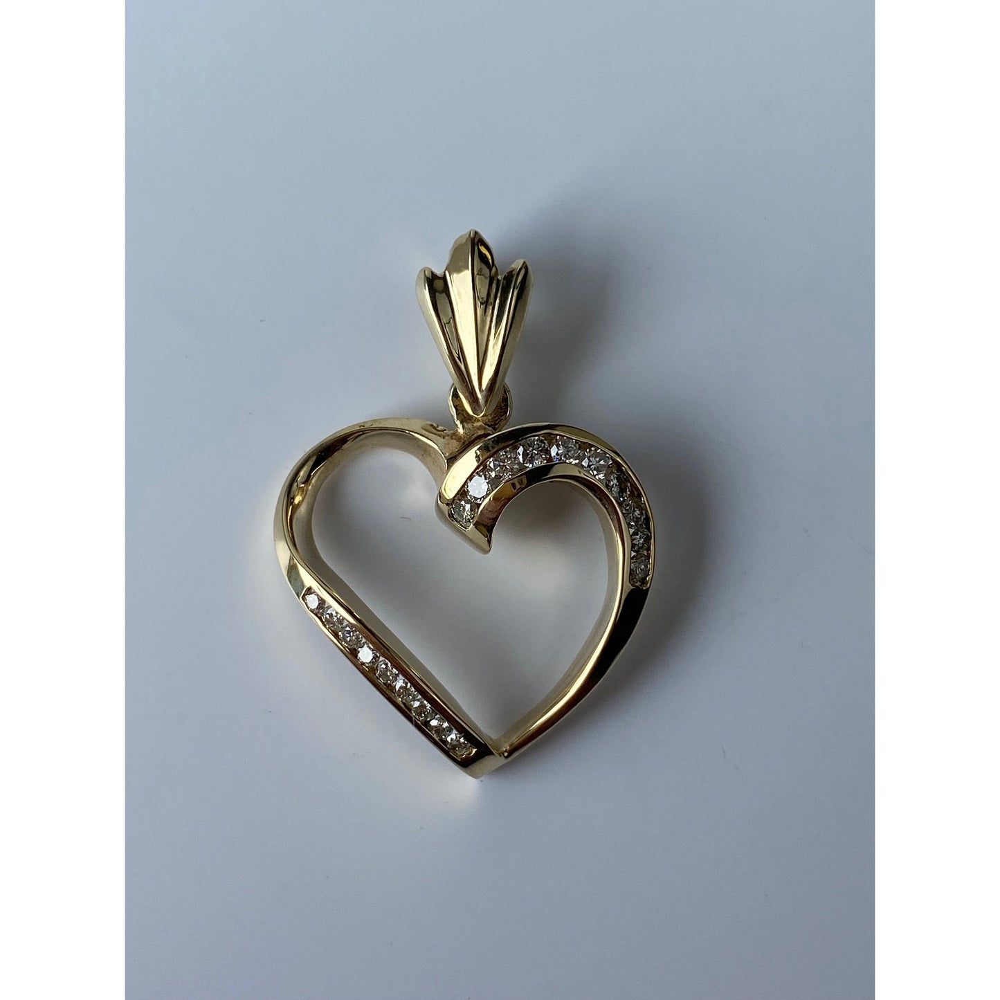Vintage Solid 14k Yellow Gold Diamond Heart Charm