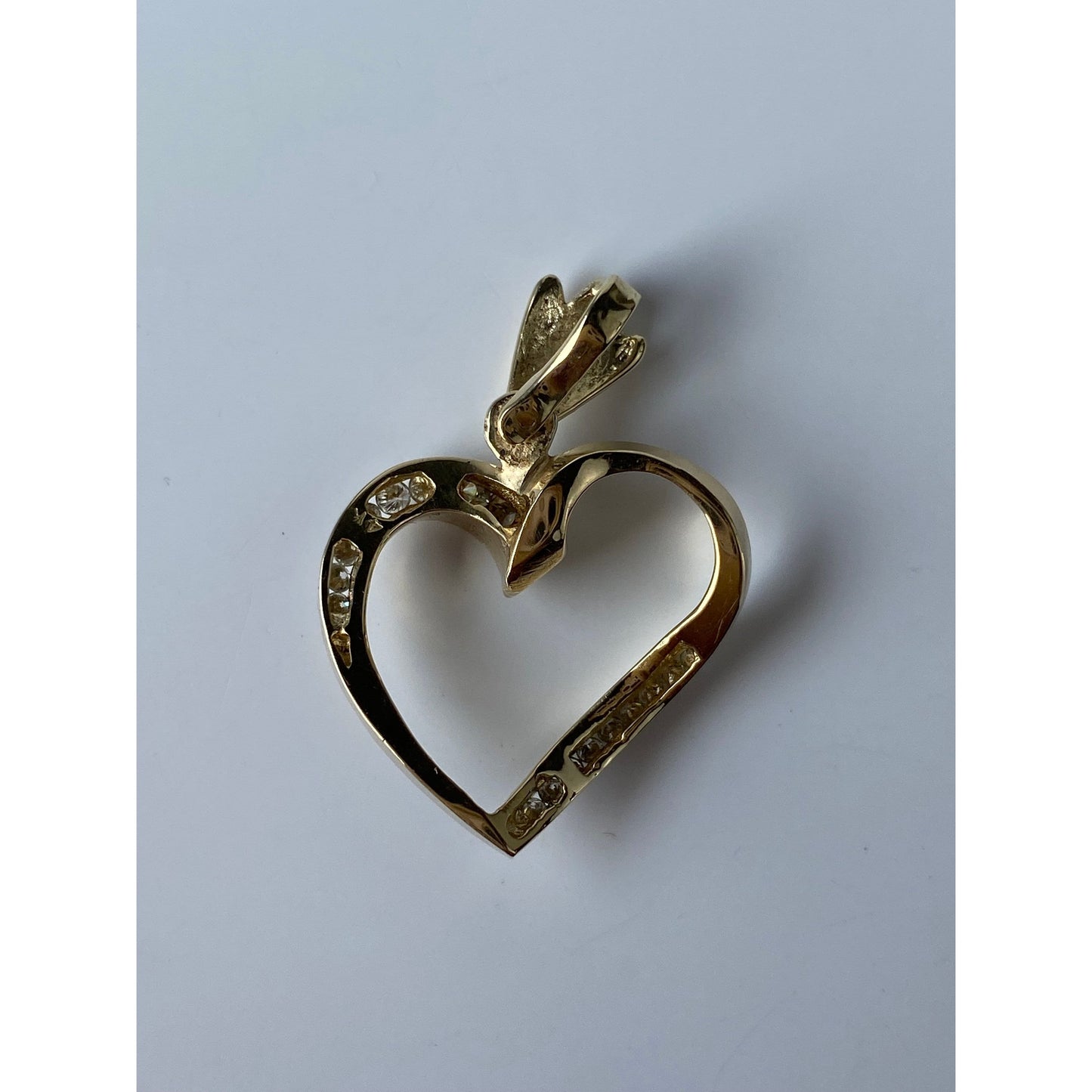 Vintage Solid 14k Yellow Gold Diamond Heart Charm