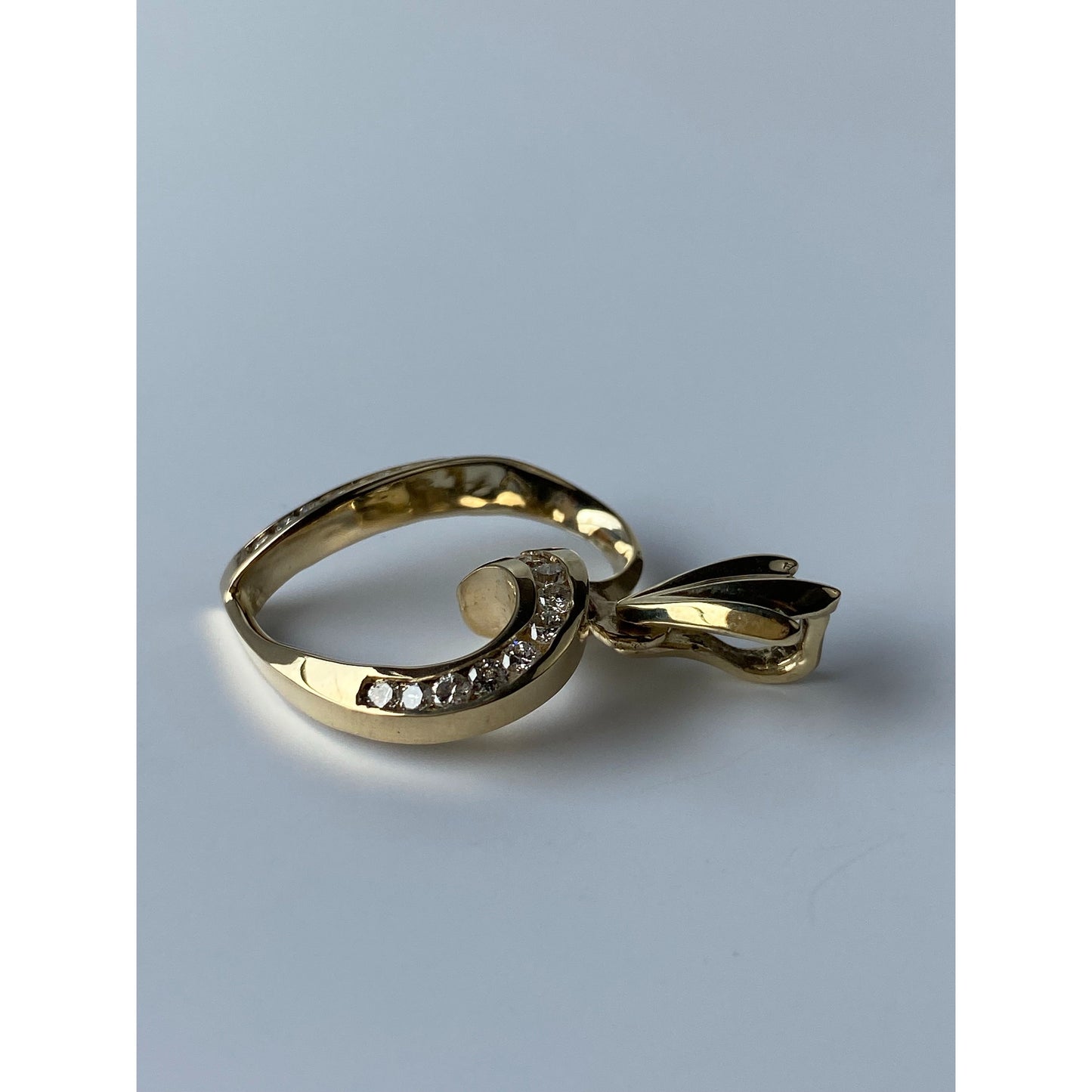 Vintage Solid 14k Yellow Gold Diamond Heart Charm