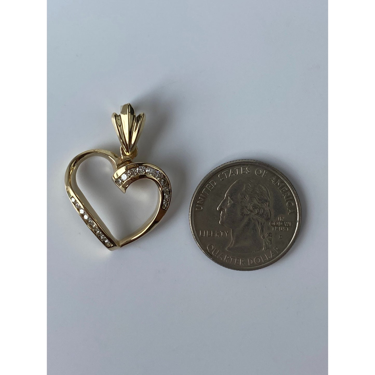 Vintage Solid 14k Yellow Gold Diamond Heart Charm