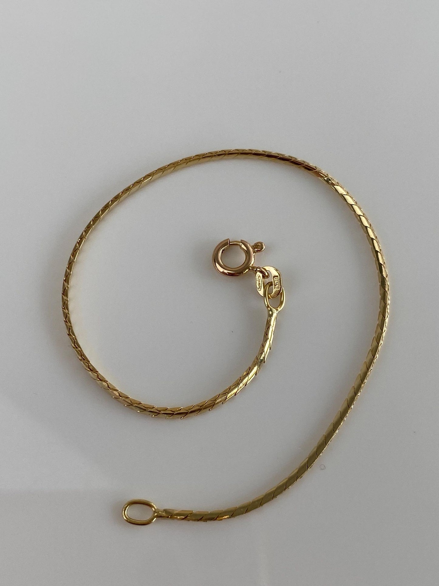 Vintage Solid 14k Yellow Gold Flat Chain Bracelet - 7 inches