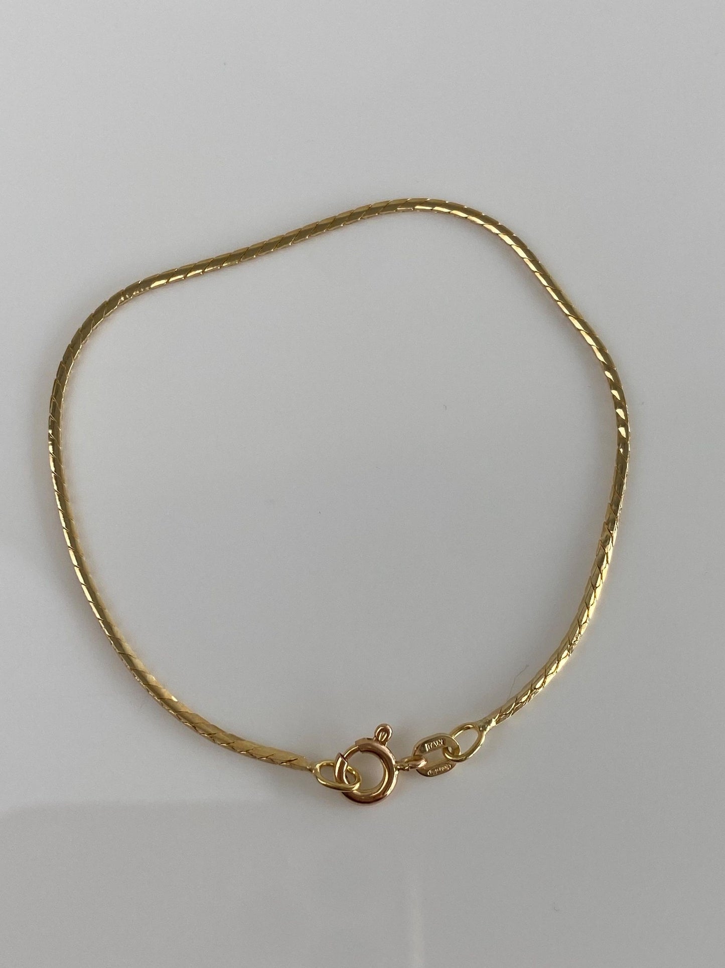 Vintage Solid 14k Yellow Gold Flat Chain Bracelet - 7 inches