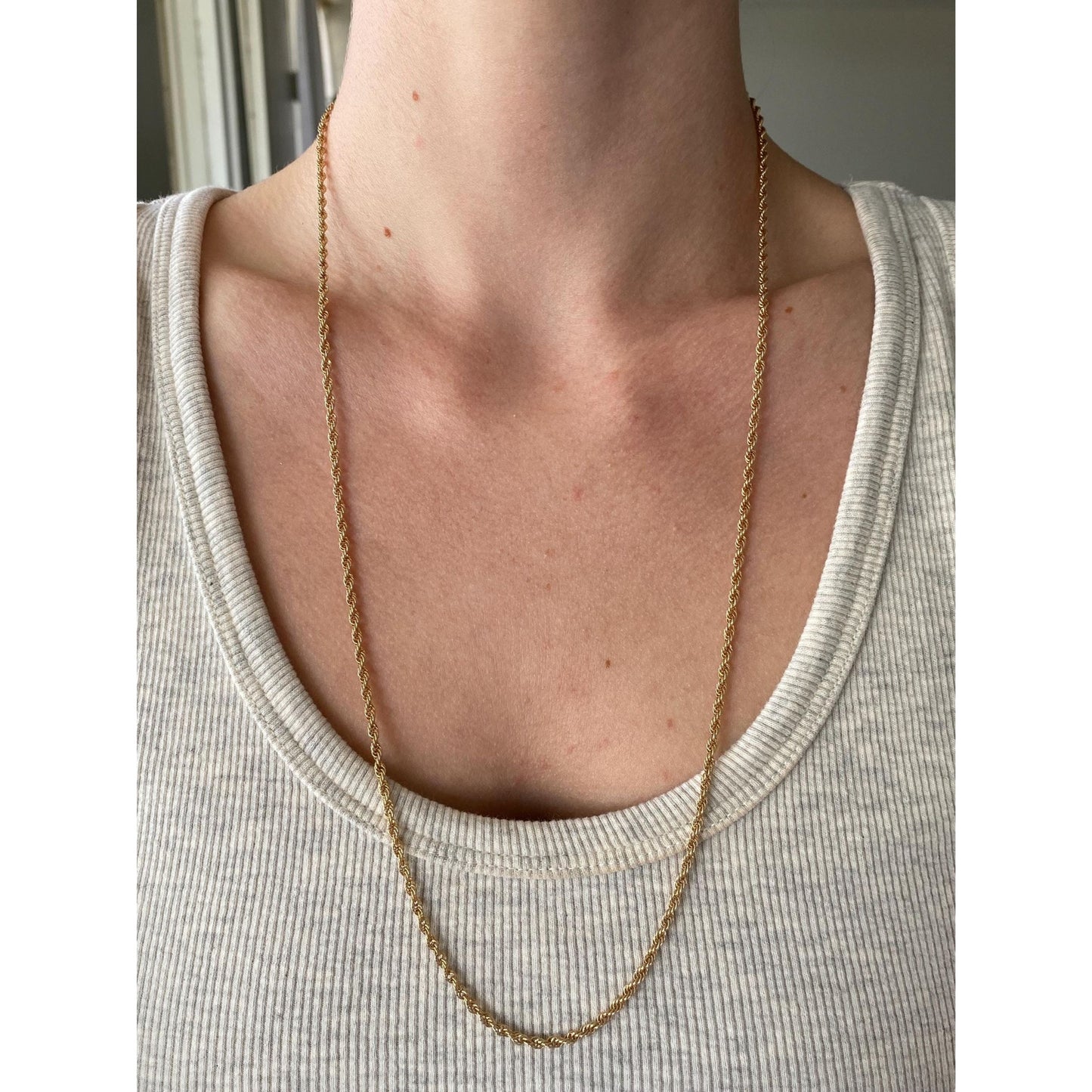 Vintage Solid 10k Yellow Gold Rope Chain Necklace - 26.25 inches