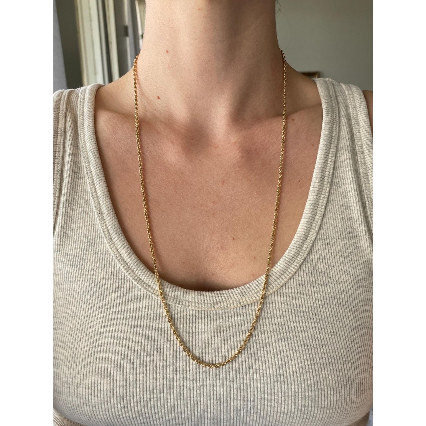 Vintage Solid 10k Yellow Gold Rope Chain Necklace - 26.25 inches