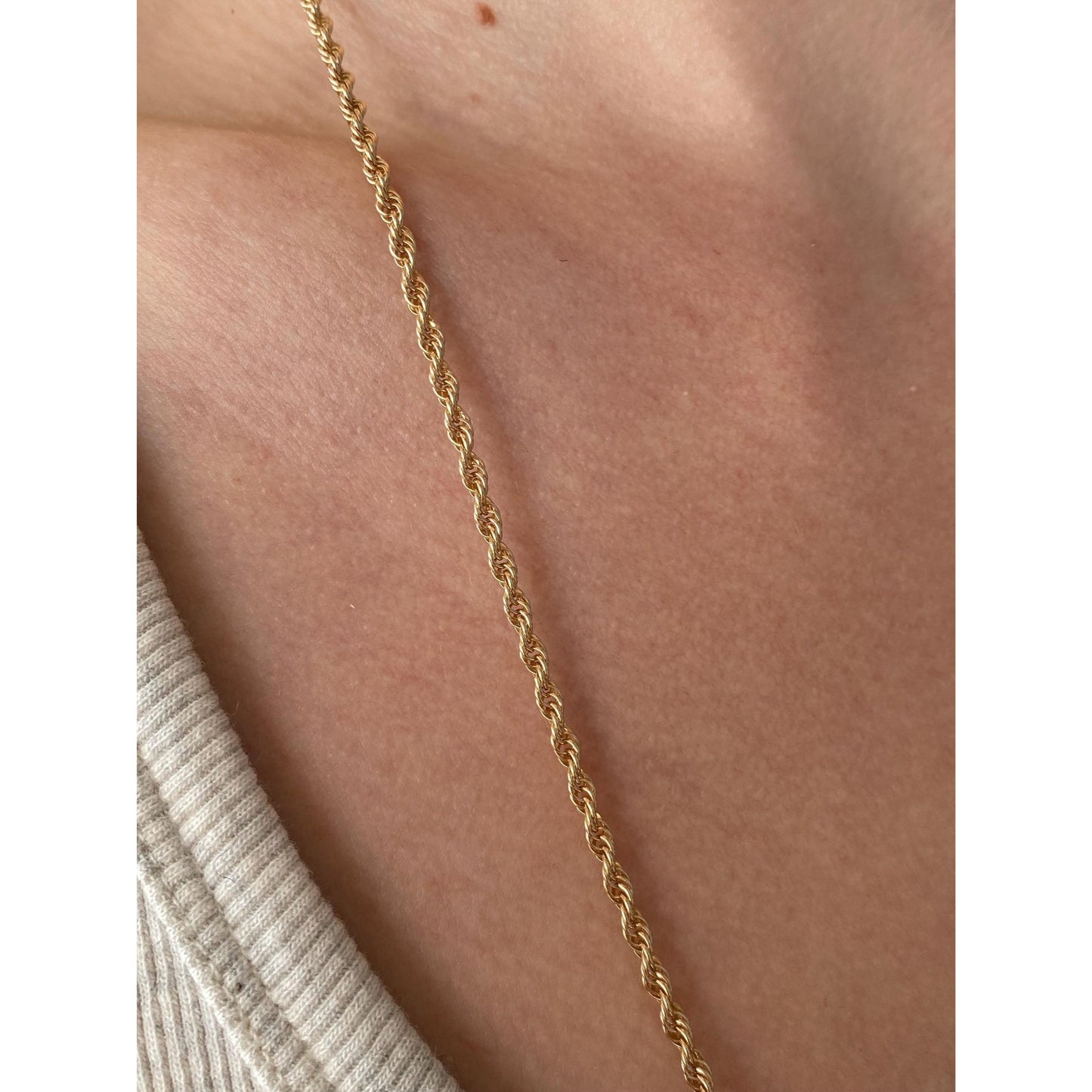 Vintage Solid 10k Yellow Gold Rope Chain Necklace - 26.25 inches