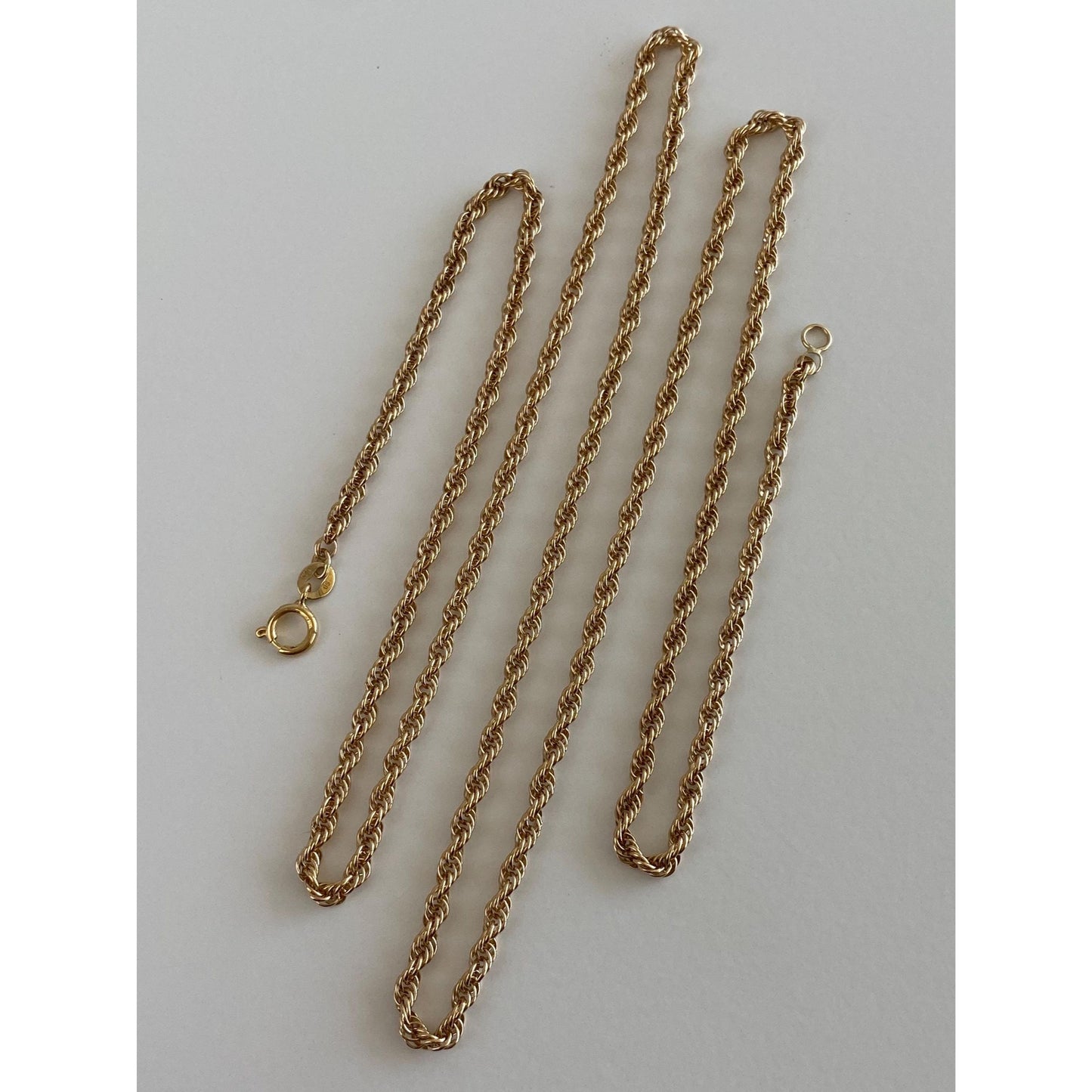 Vintage Solid 10k Yellow Gold Rope Chain Necklace - 26.25 inches