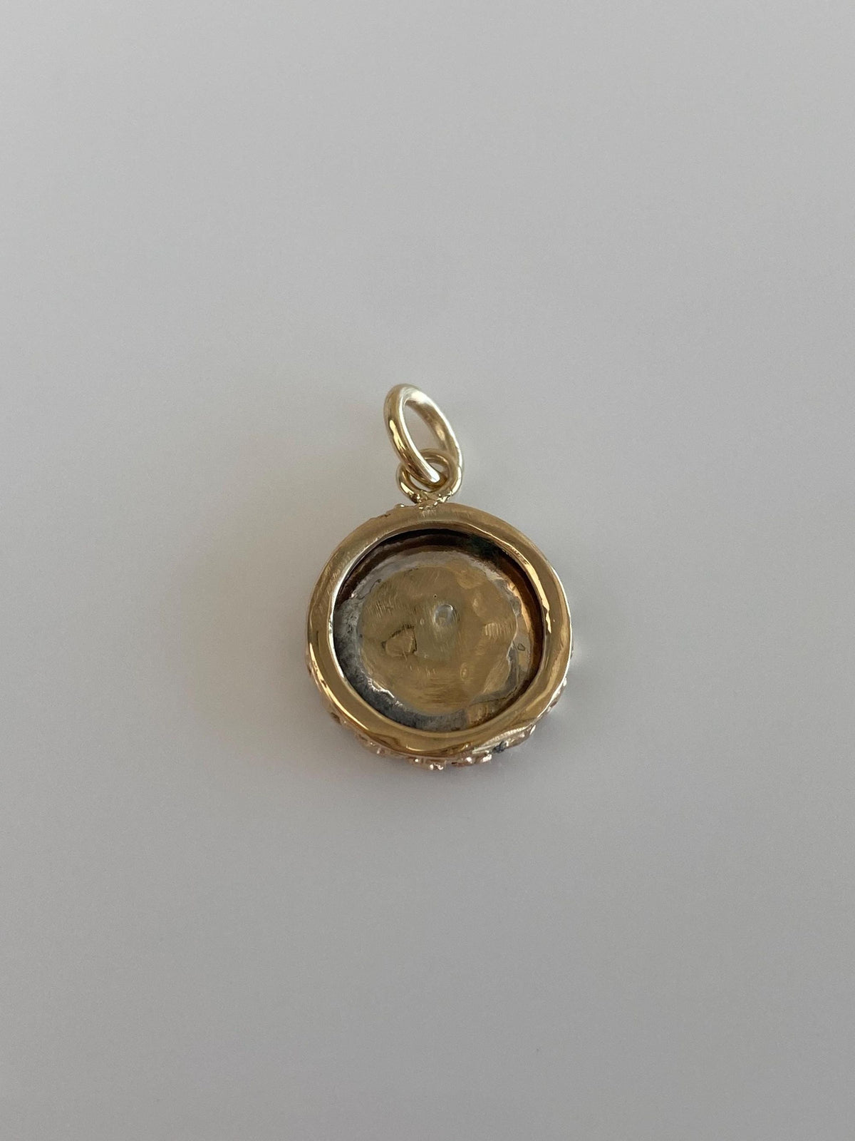 Vintage Solid 14k Yellow Gold & Platinum Diamond Onyx Charm