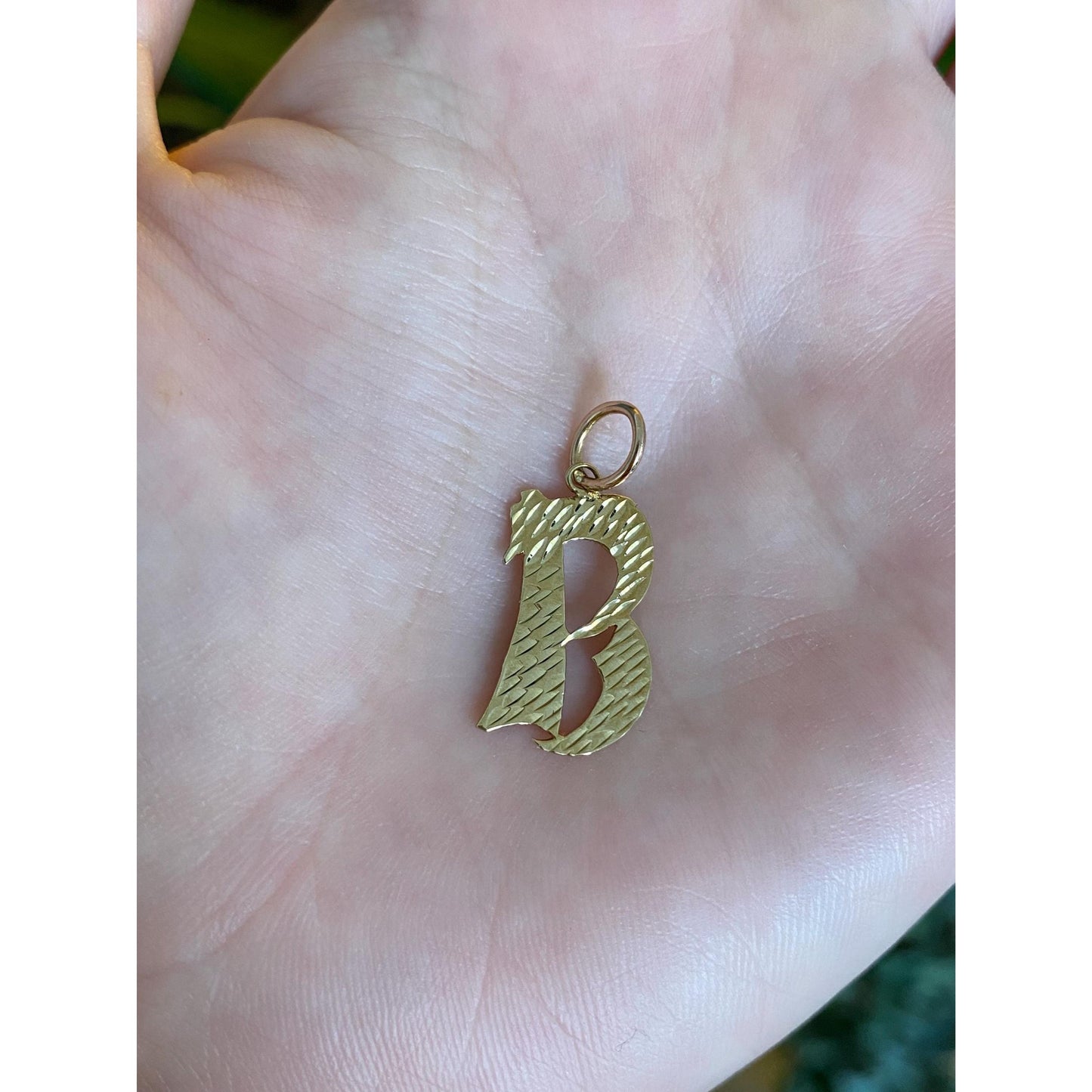 Solid 14k Yellow Gold Diamond Cut Initial 'B' Charm