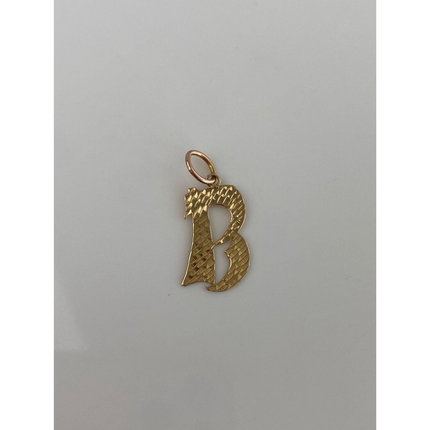 Solid 14k Yellow Gold Diamond Cut Initial 'B' Charm