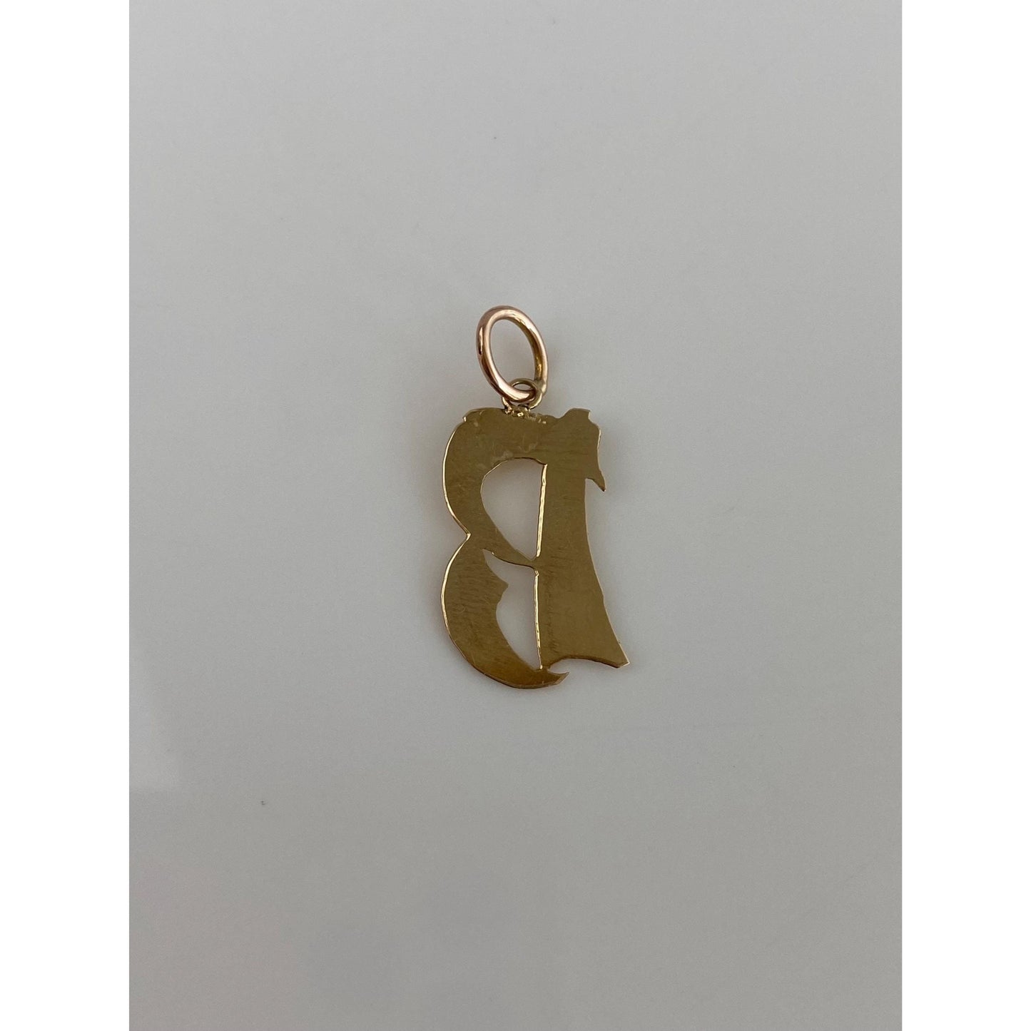 Solid 14k Yellow Gold Diamond Cut Initial 'B' Charm
