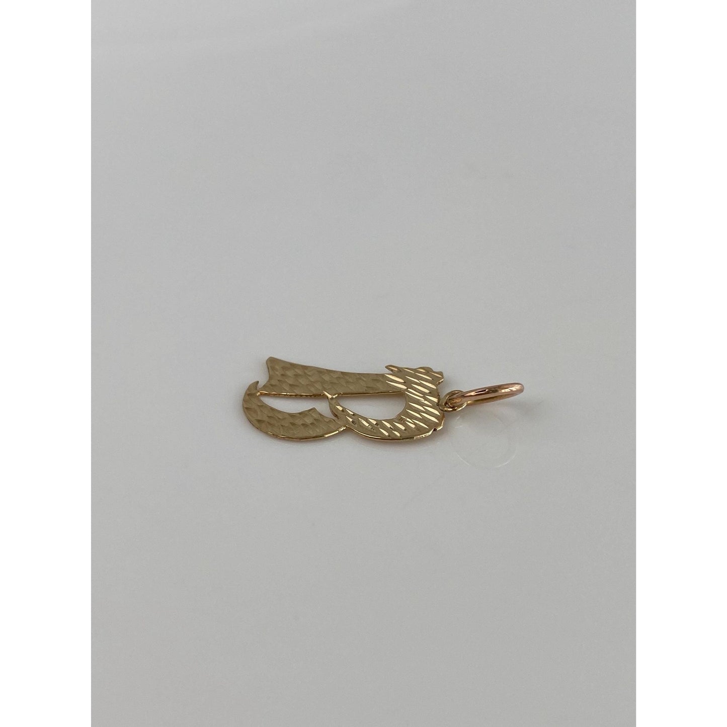 Solid 14k Yellow Gold Diamond Cut Initial 'B' Charm