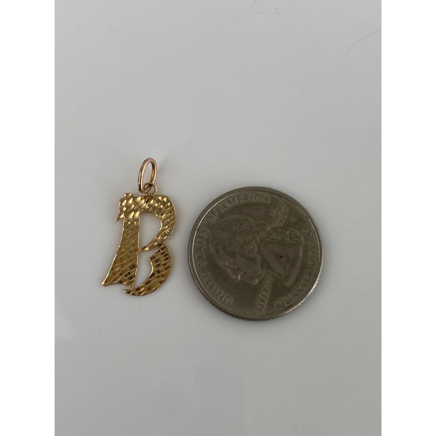 Solid 14k Yellow Gold Diamond Cut Initial 'B' Charm