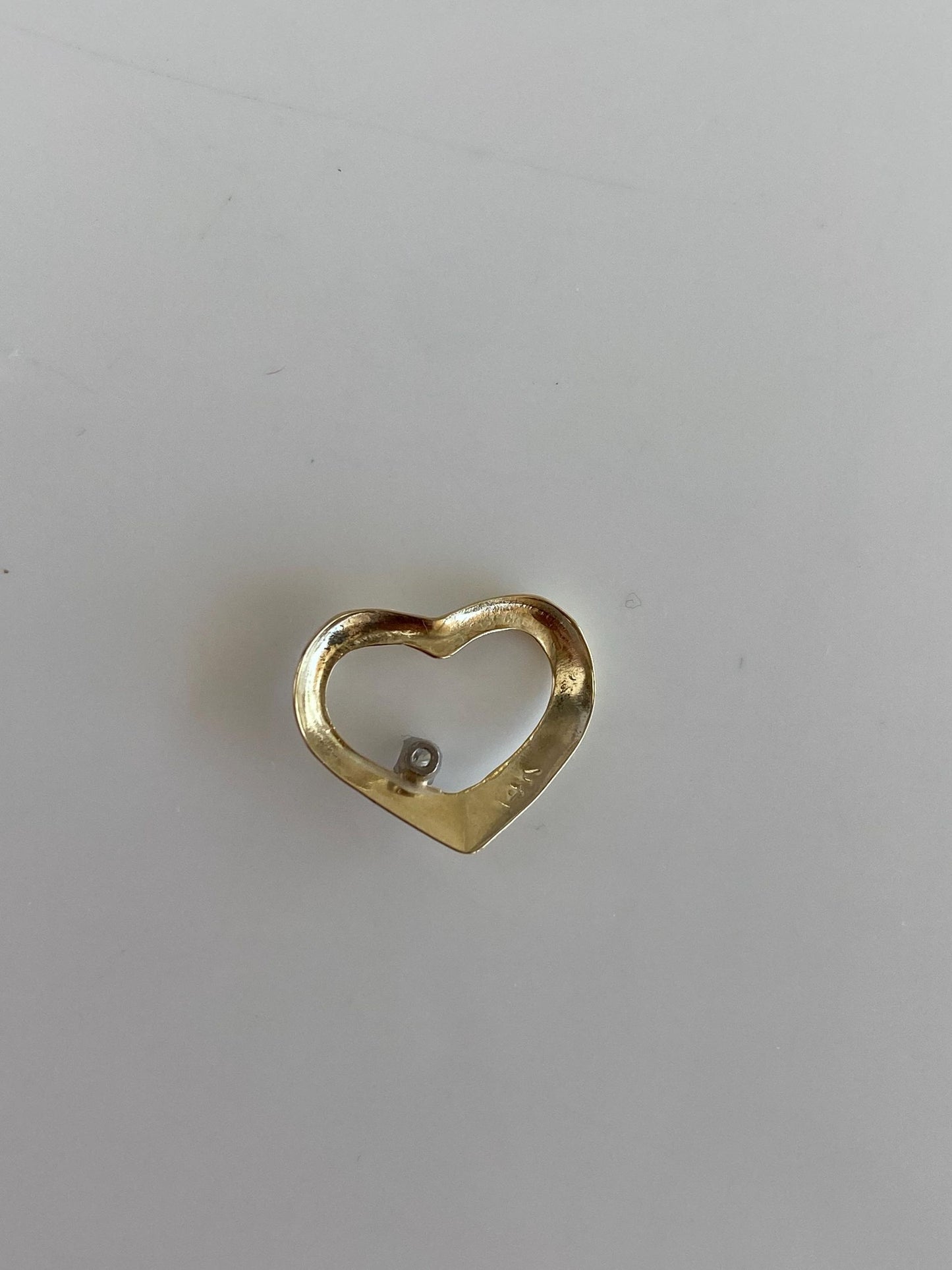 Vintage Solid 14k Yellow Gold Diamond Open Heart Slide Charm
