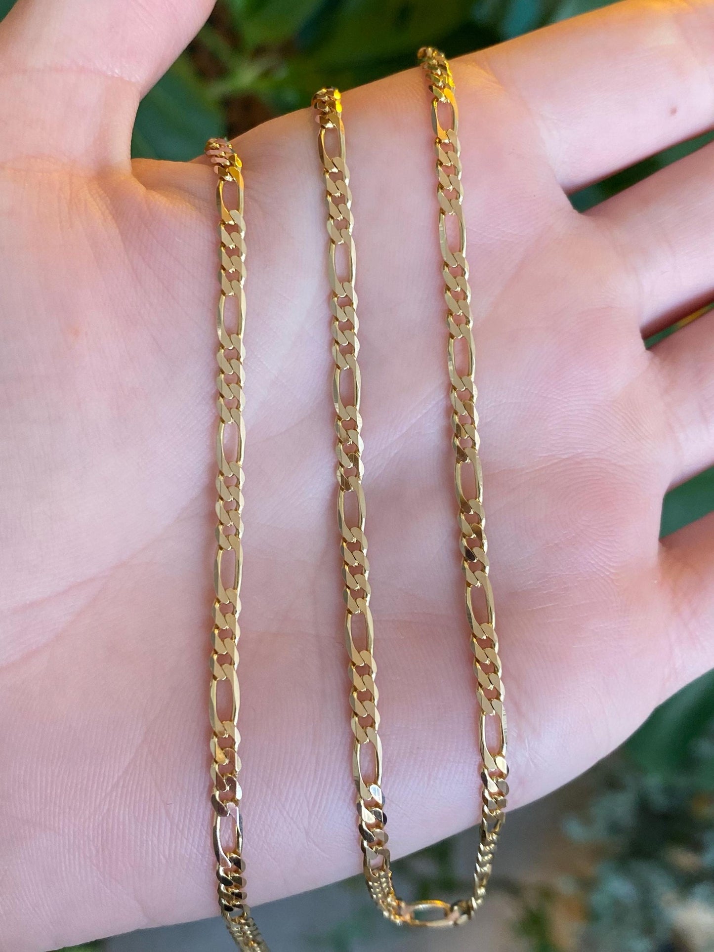 Vintage Solid 14k Yellow Gold Figaro Chain Necklace - 16.25 inches