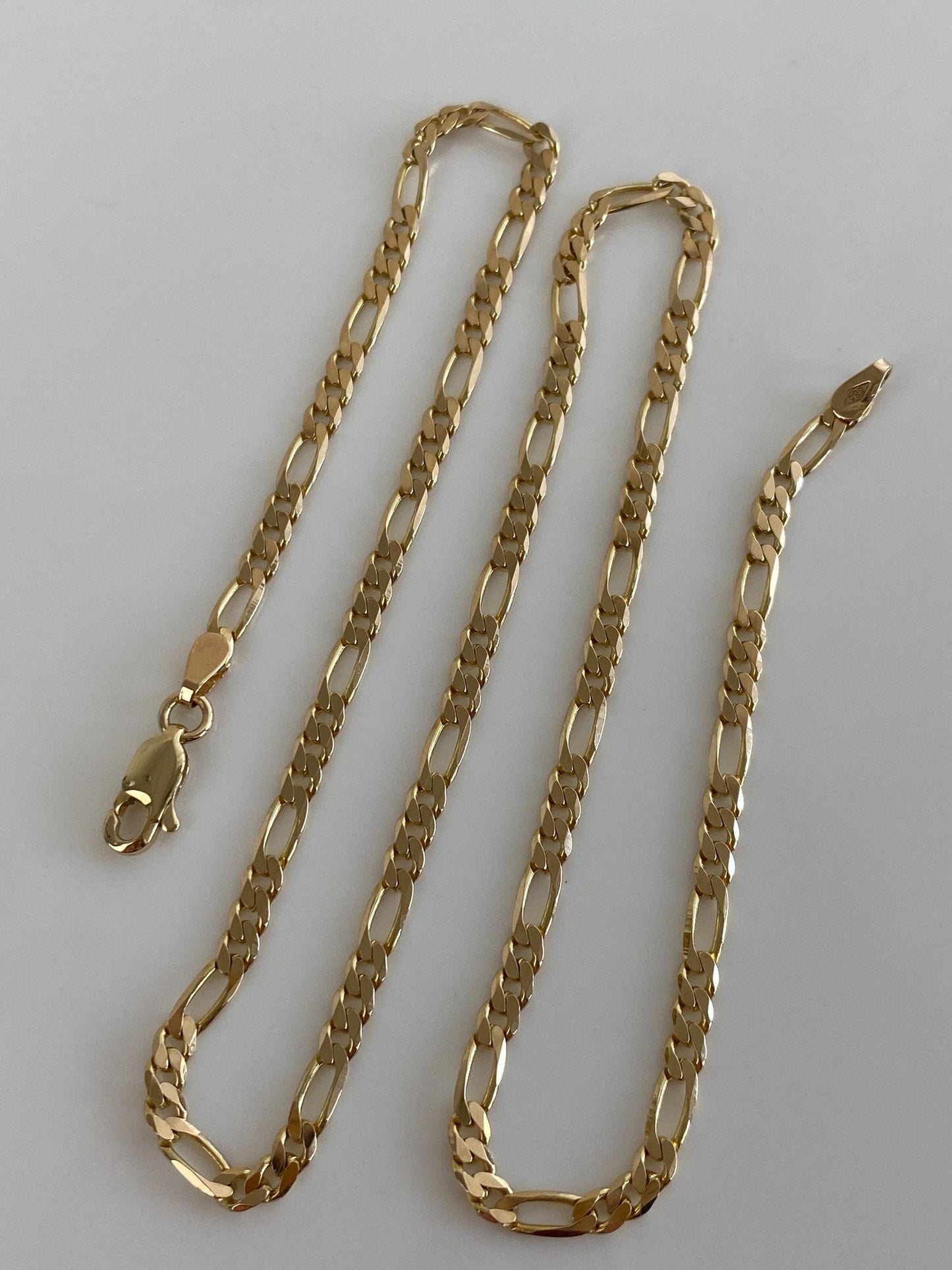 Vintage Solid 14k Yellow Gold Figaro Chain Necklace - 16.25 inches