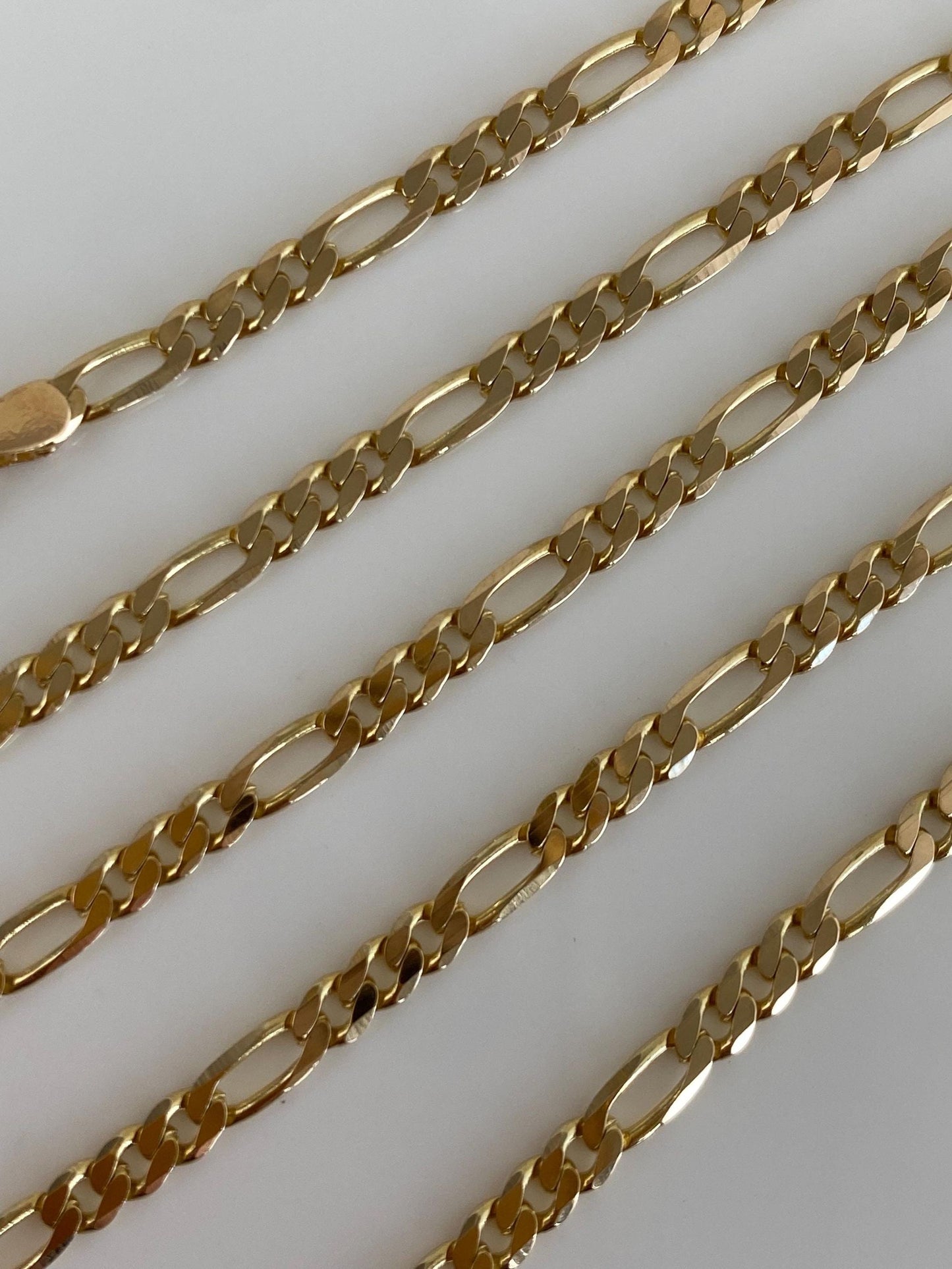 Vintage Solid 14k Yellow Gold Figaro Chain Necklace - 16.25 inches