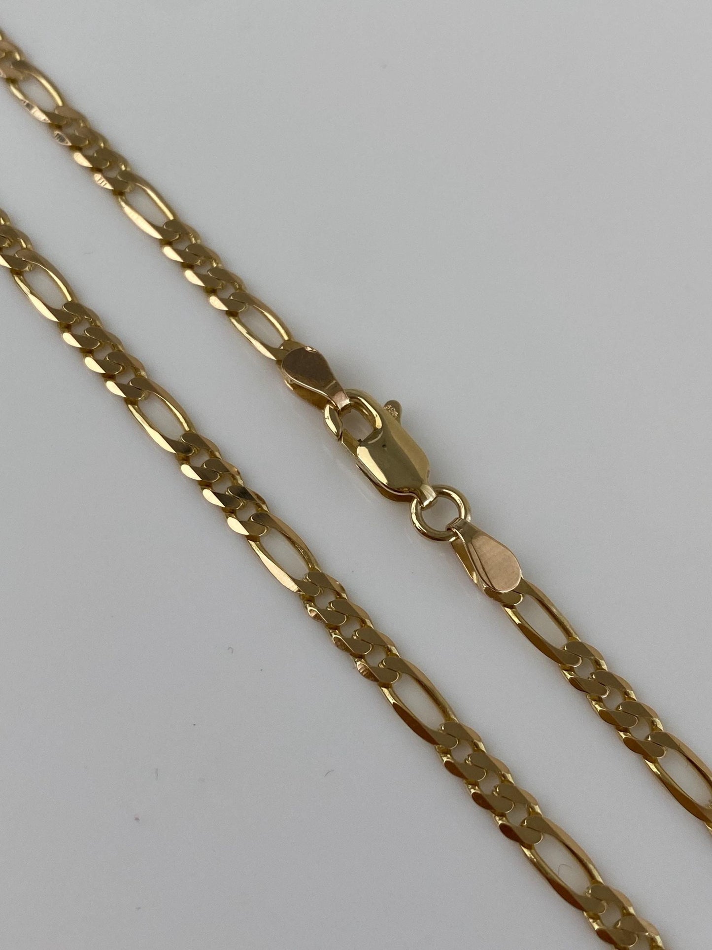 Vintage Solid 14k Yellow Gold Figaro Chain Necklace - 16.25 inches