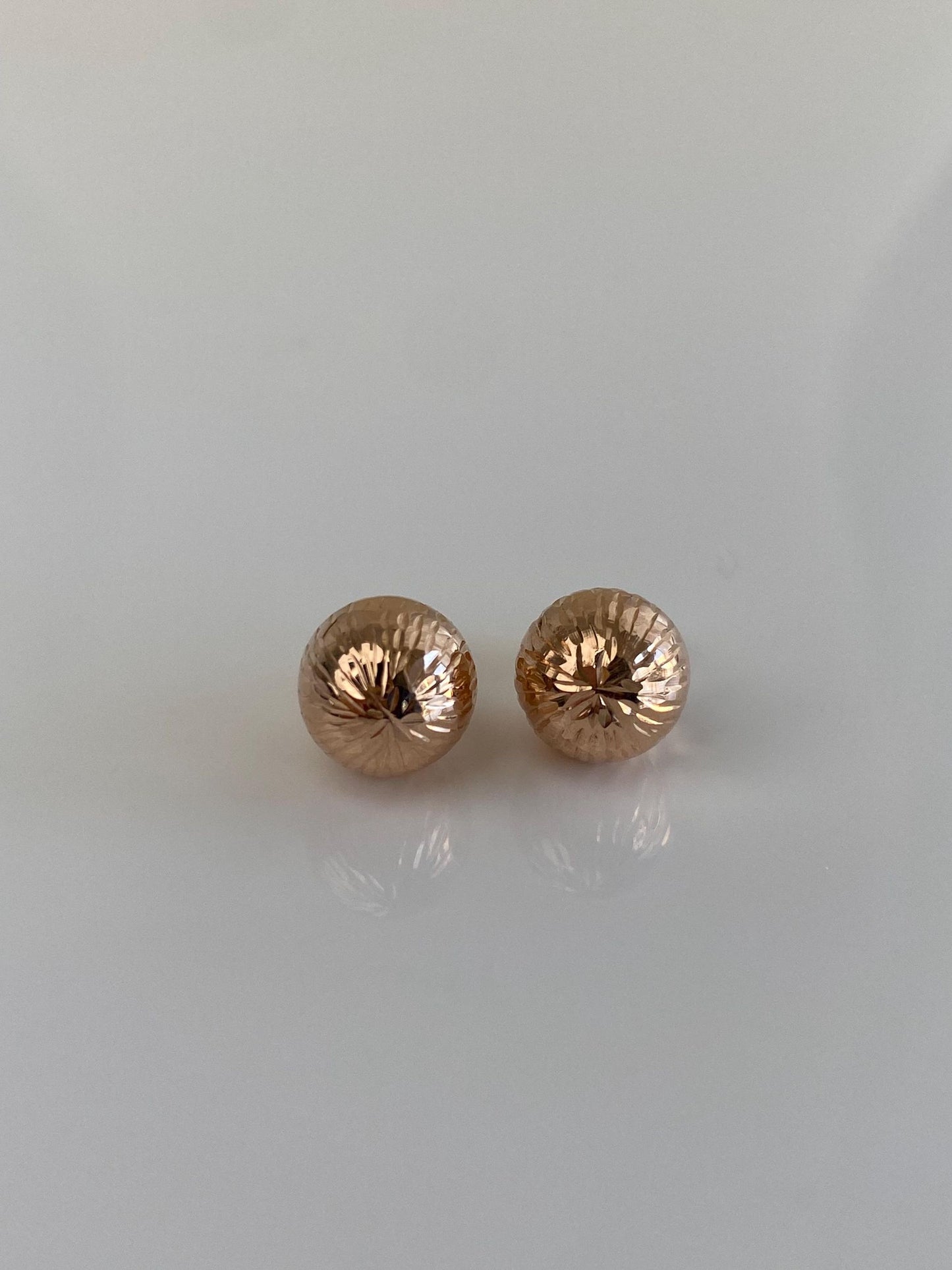 Vintage 14k Rose Gold Diamond Cut Ball Stud Earrings