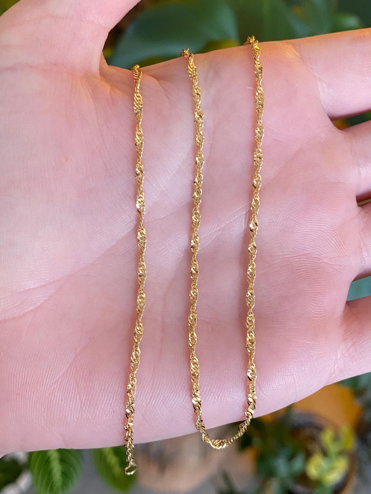 Vintage Solid 14k Yellow Gold Twist Chain Necklace - 17.75 inches