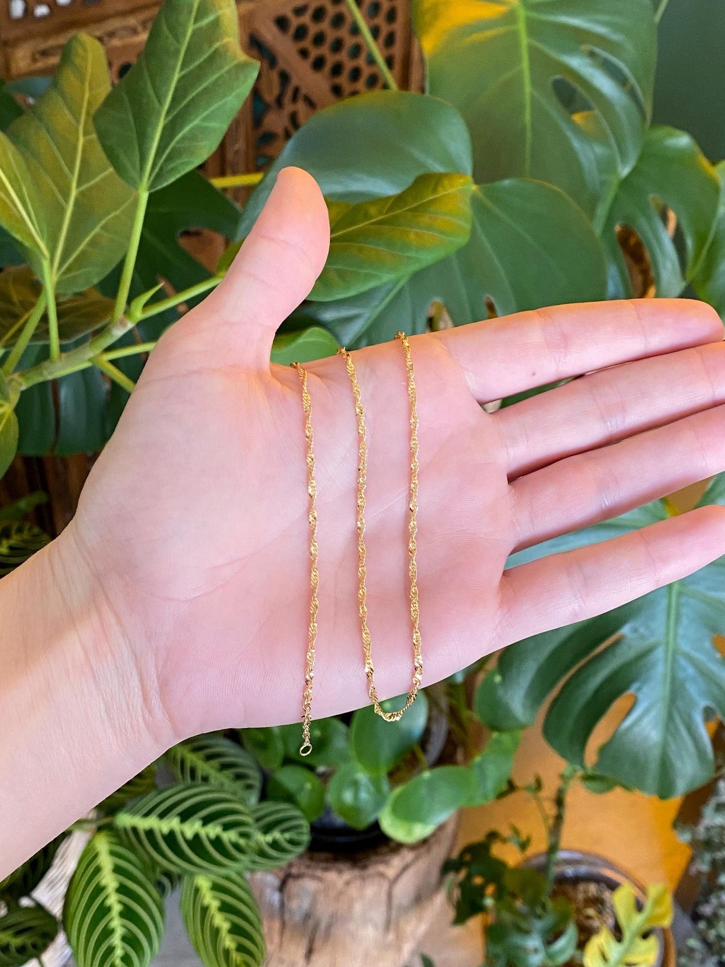 Vintage Solid 14k Yellow Gold Twist Chain Necklace - 17.75 inches