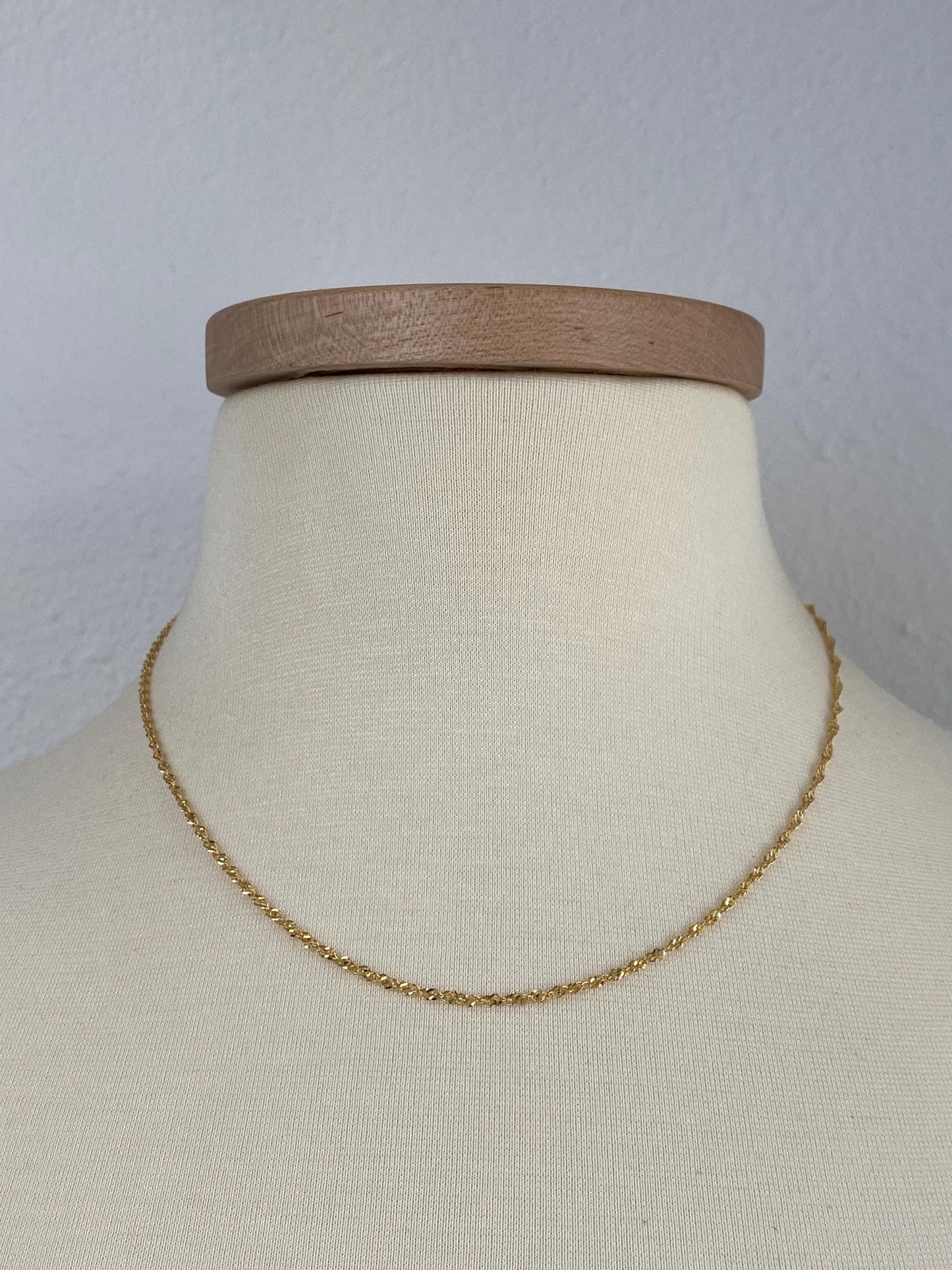 Vintage Solid 14k Yellow Gold Twist Chain Necklace - 17.75 inches