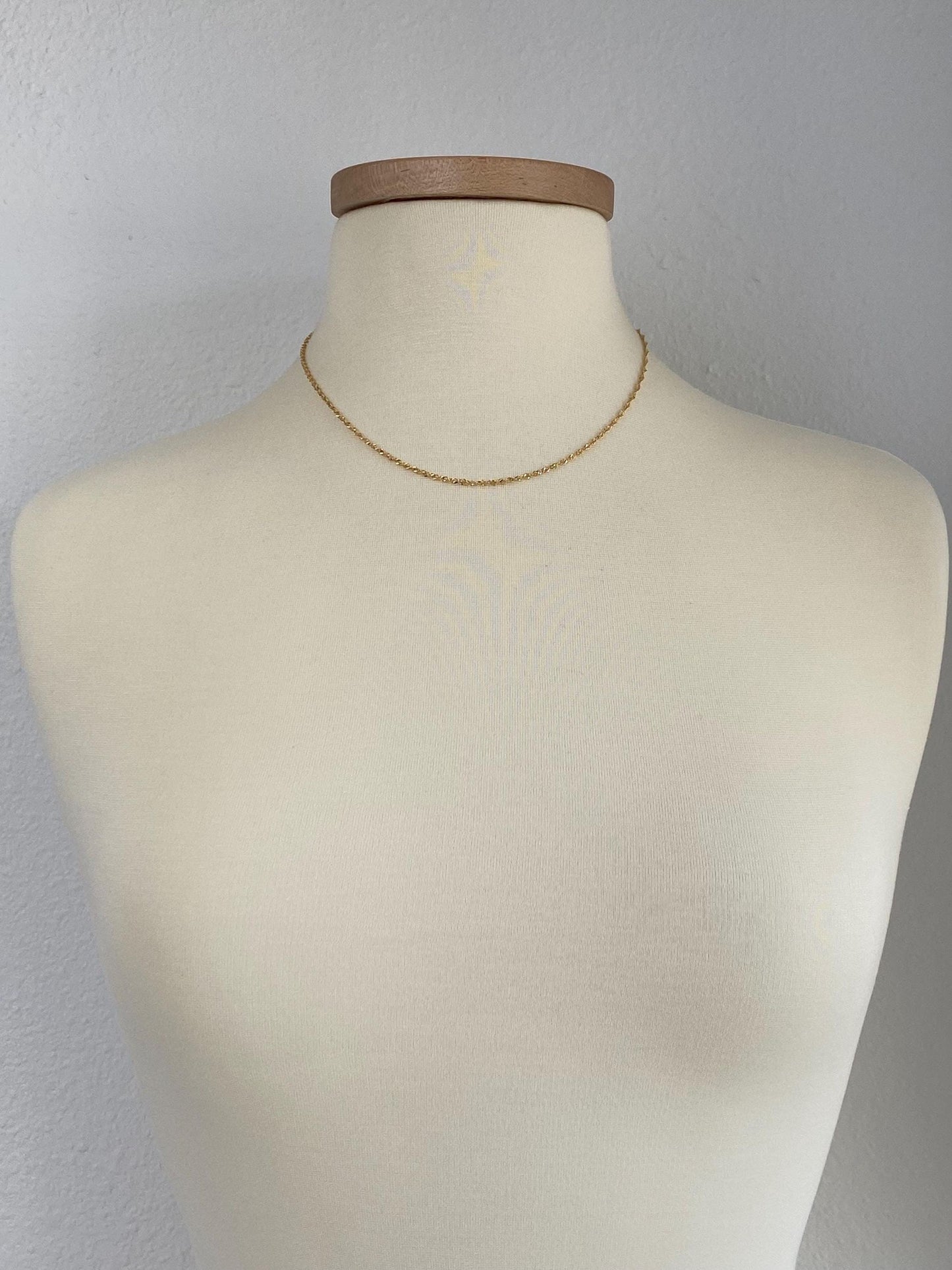 Vintage Solid 14k Yellow Gold Twist Chain Necklace - 17.75 inches