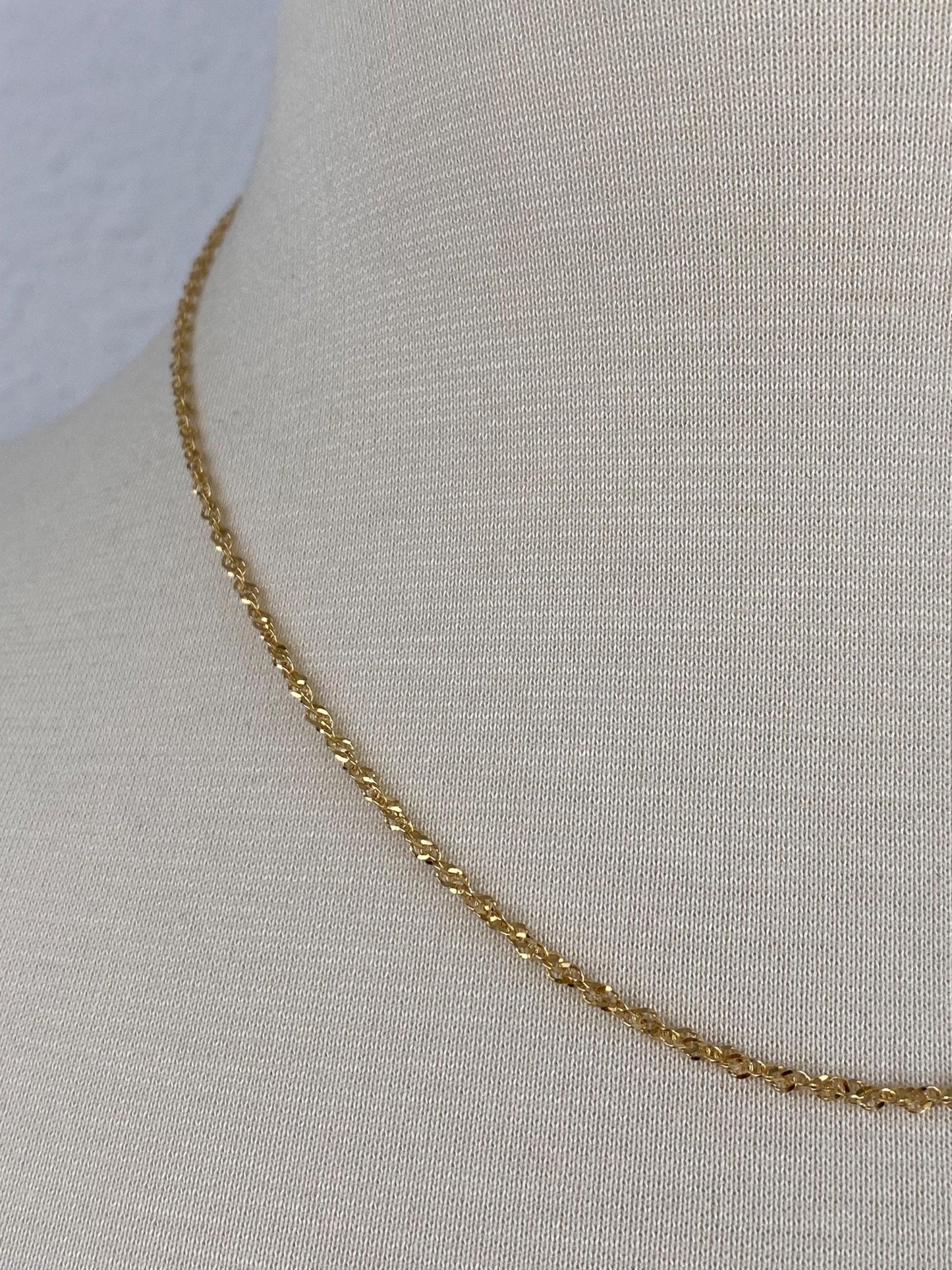 Vintage Solid 14k Yellow Gold Twist Chain Necklace - 17.75 inches