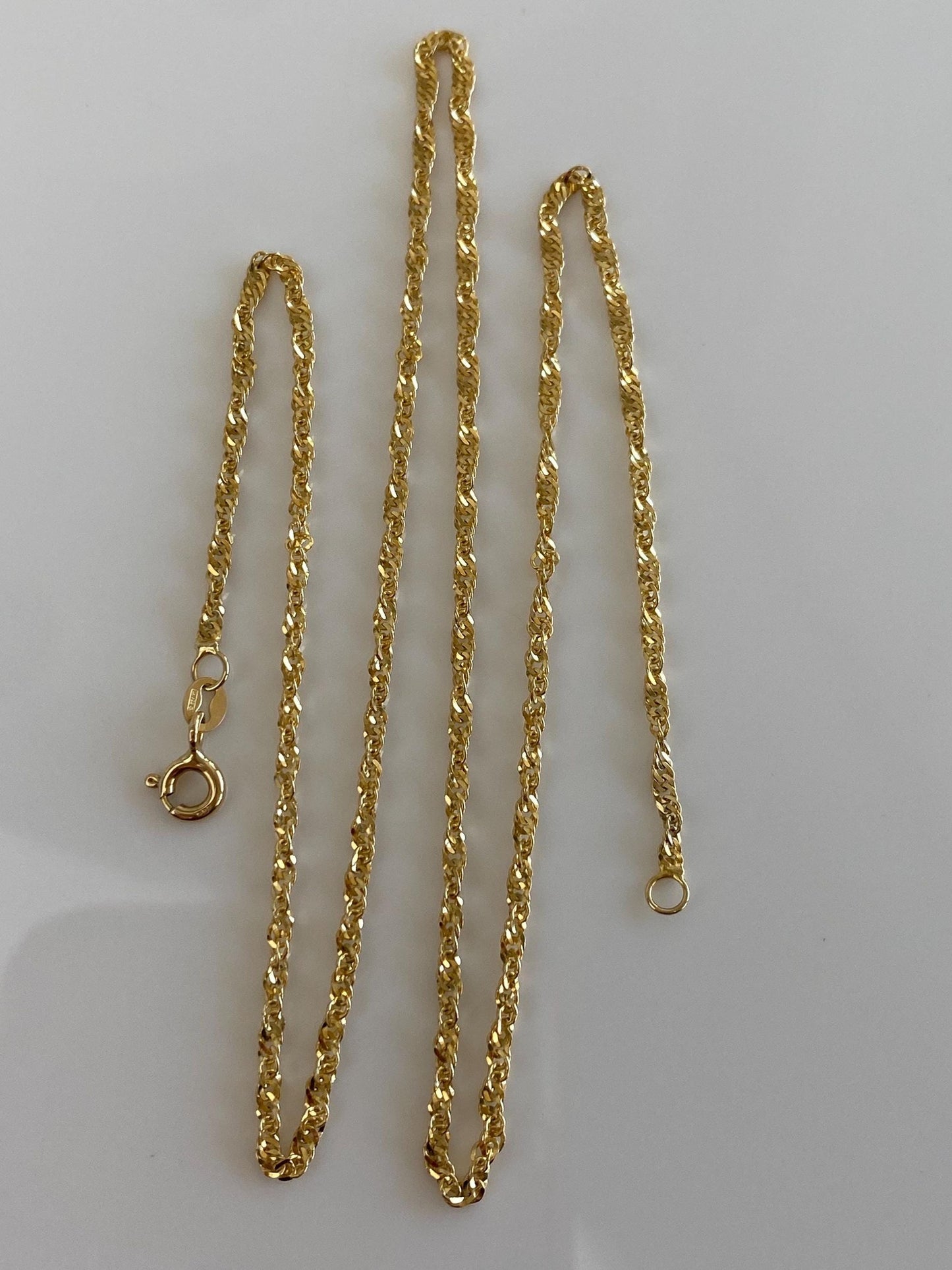 Vintage Solid 14k Yellow Gold Twist Chain Necklace - 17.75 inches