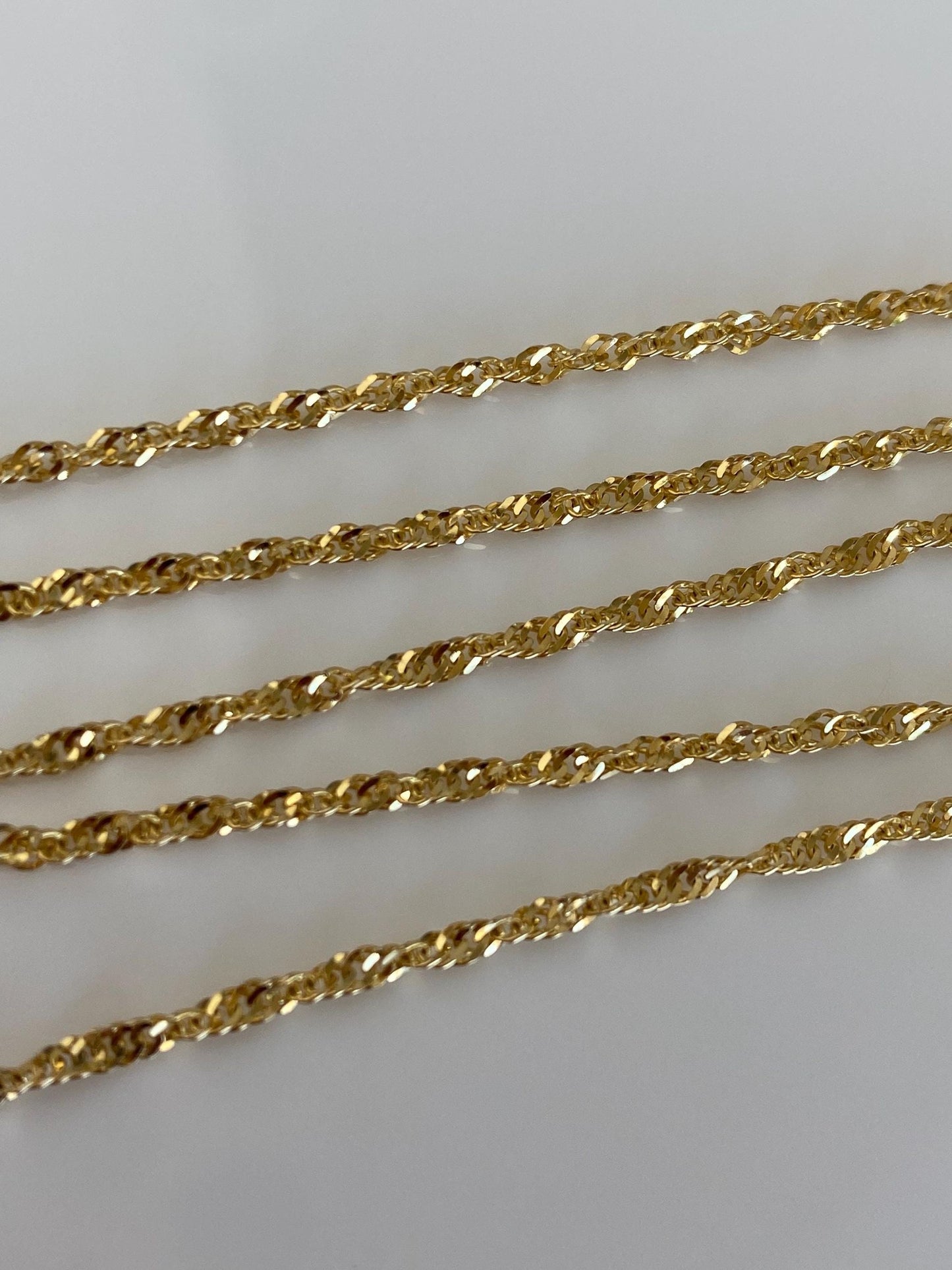 Vintage Solid 14k Yellow Gold Twist Chain Necklace - 17.75 inches