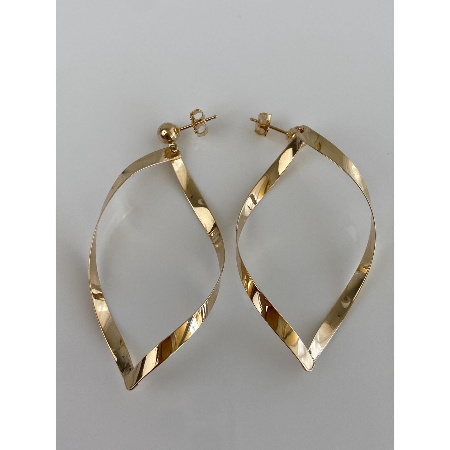 Vintage Solid 14k Yellow Gold Drop Dangle Stud Earrings