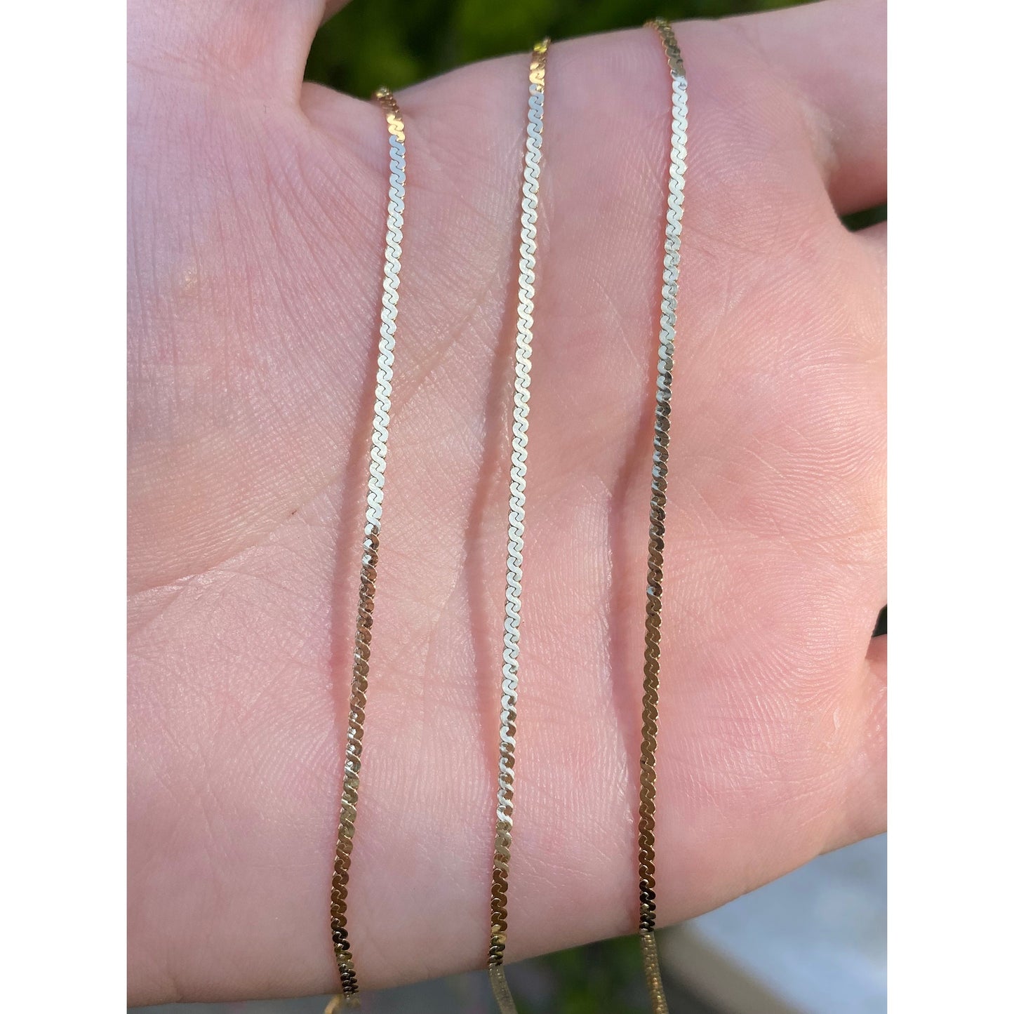 Vintage Solid 14k Yellow Gold Long Serpentine Chain Necklace - 29.75 inches