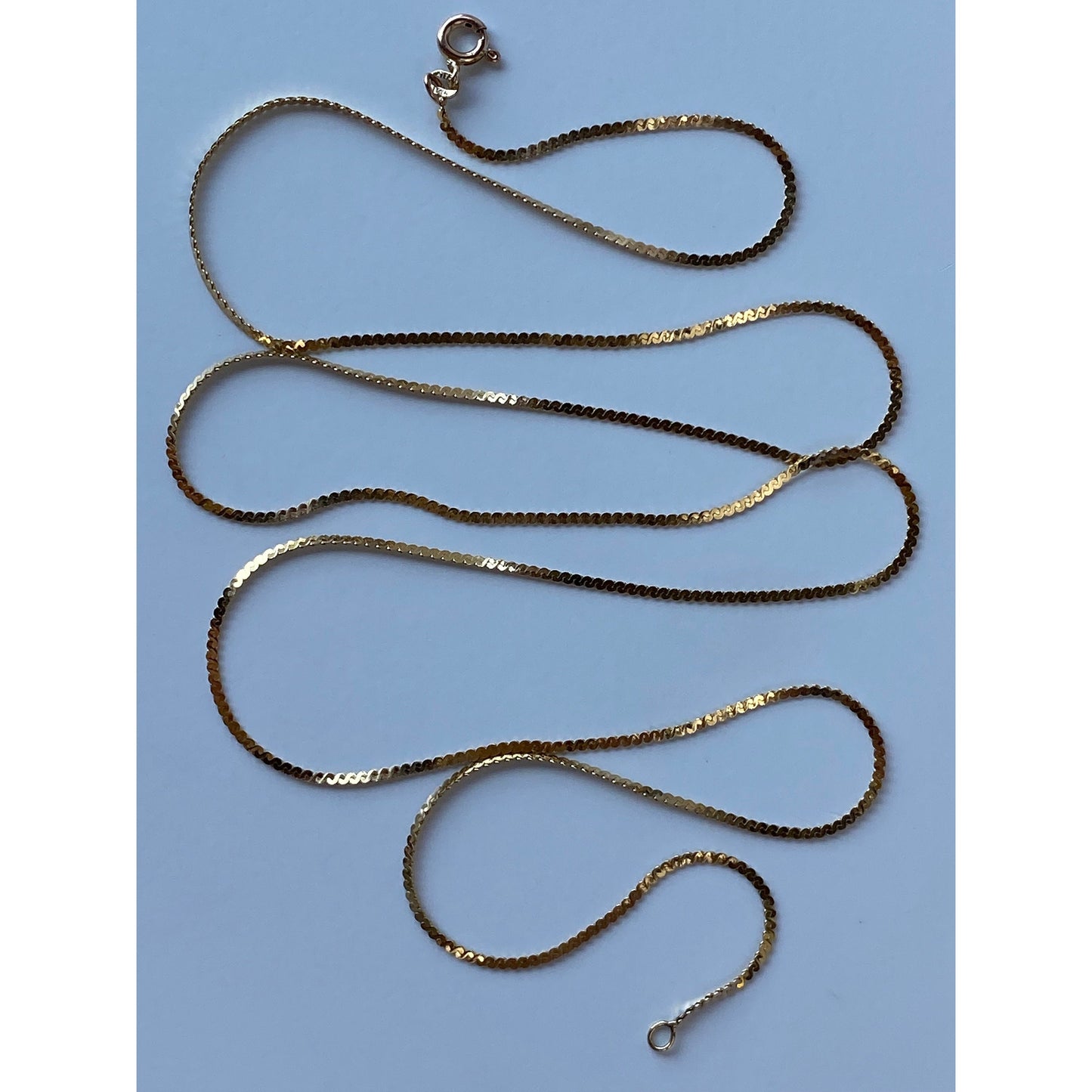 Vintage Solid 14k Yellow Gold Long Serpentine Chain Necklace - 29.75 inches