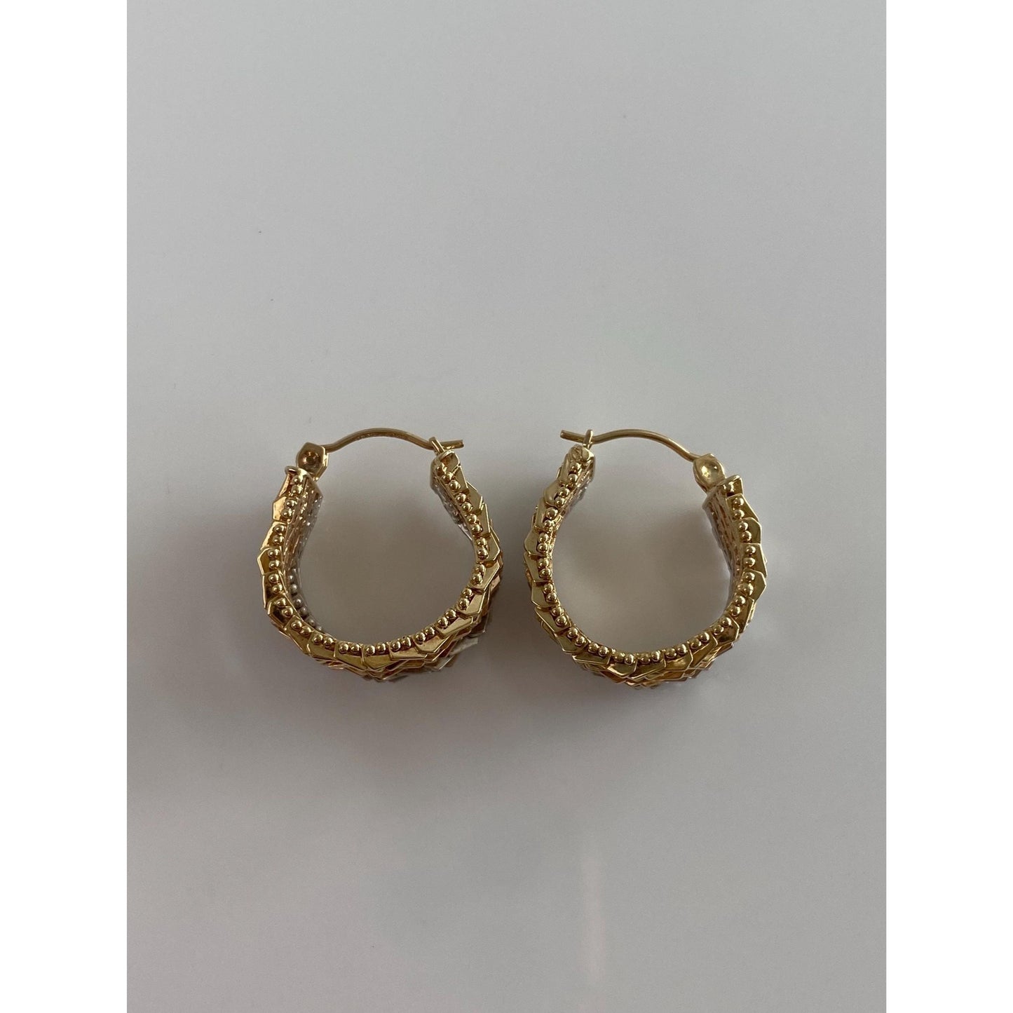 Solid 14k Tri Tone Gold Woven Hoop Earrings