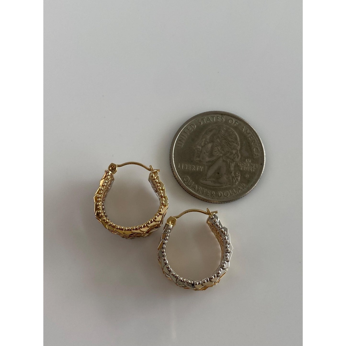 Solid 14k Tri Tone Gold Woven Hoop Earrings