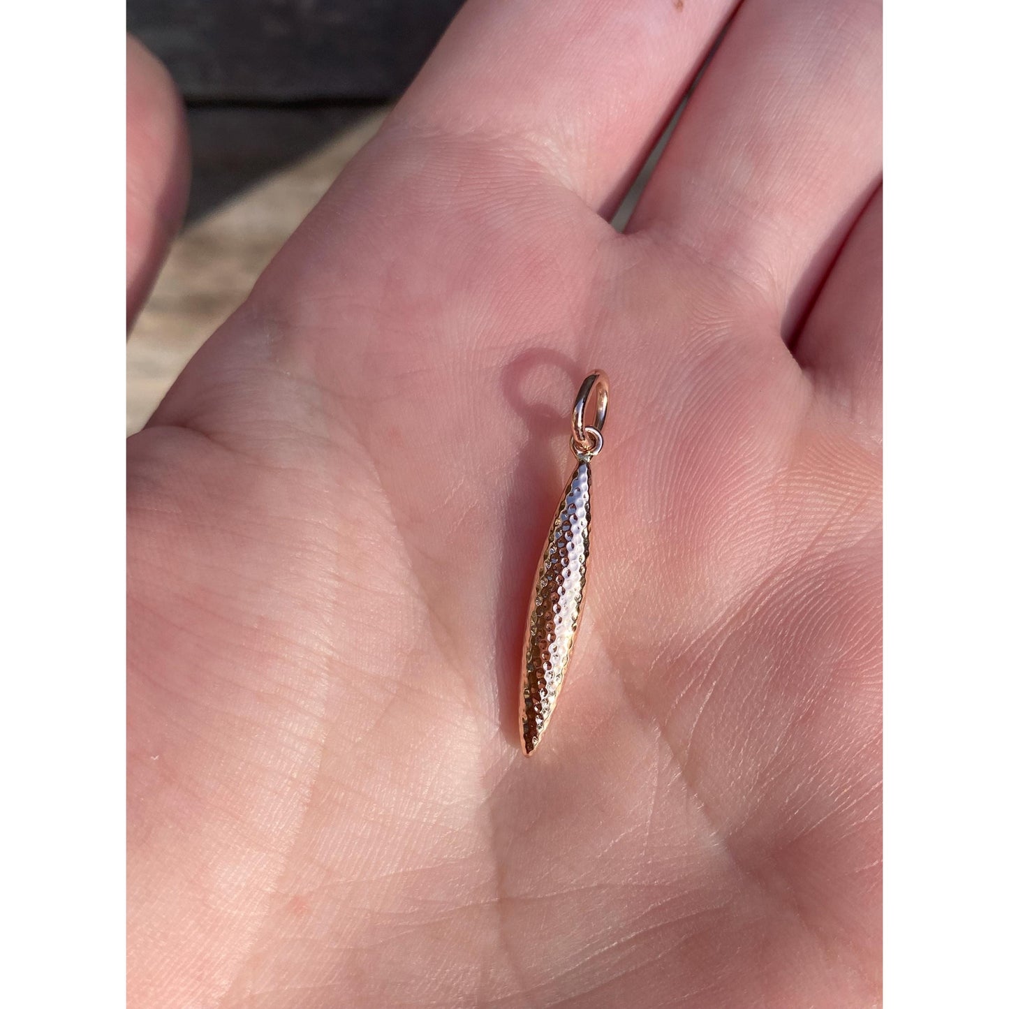 Vintage 8k Rose Gold Textured Oval Dome Charm