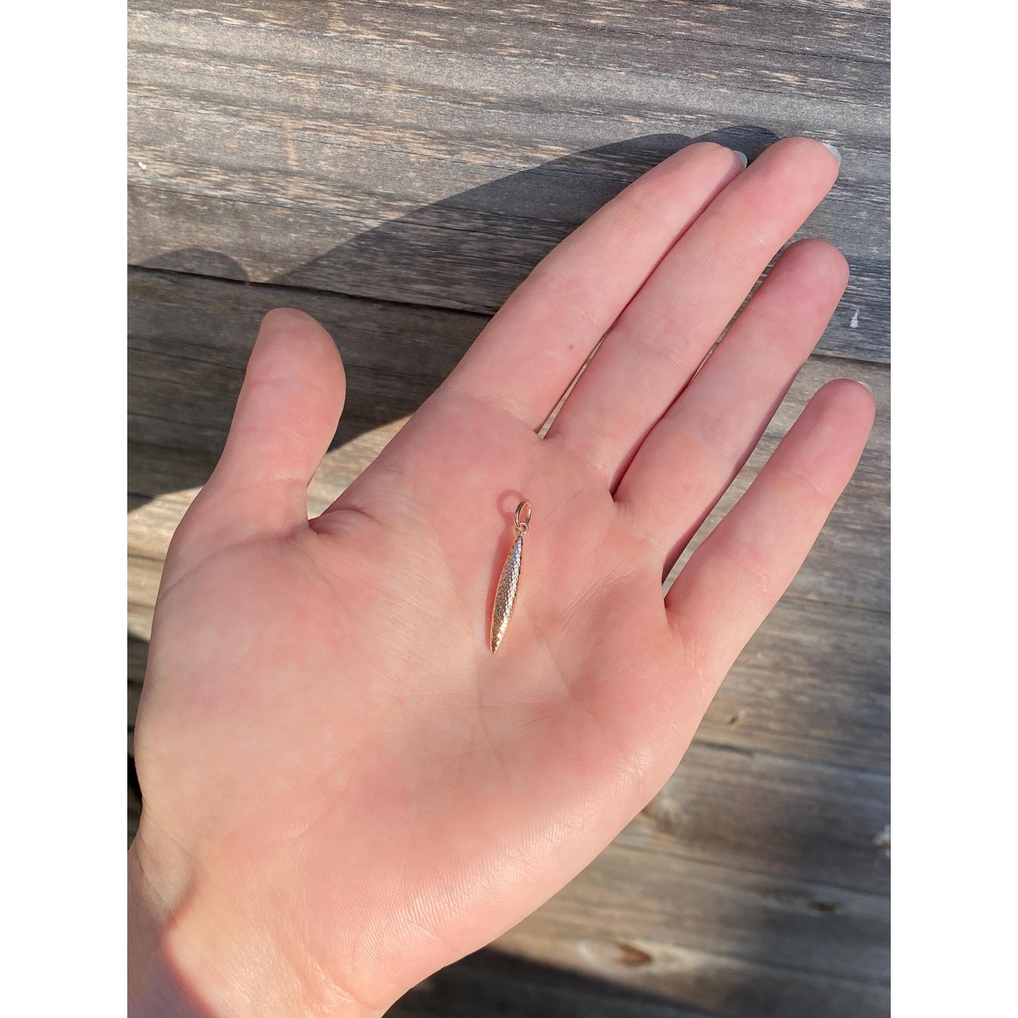 Vintage 8k Rose Gold Textured Oval Dome Charm