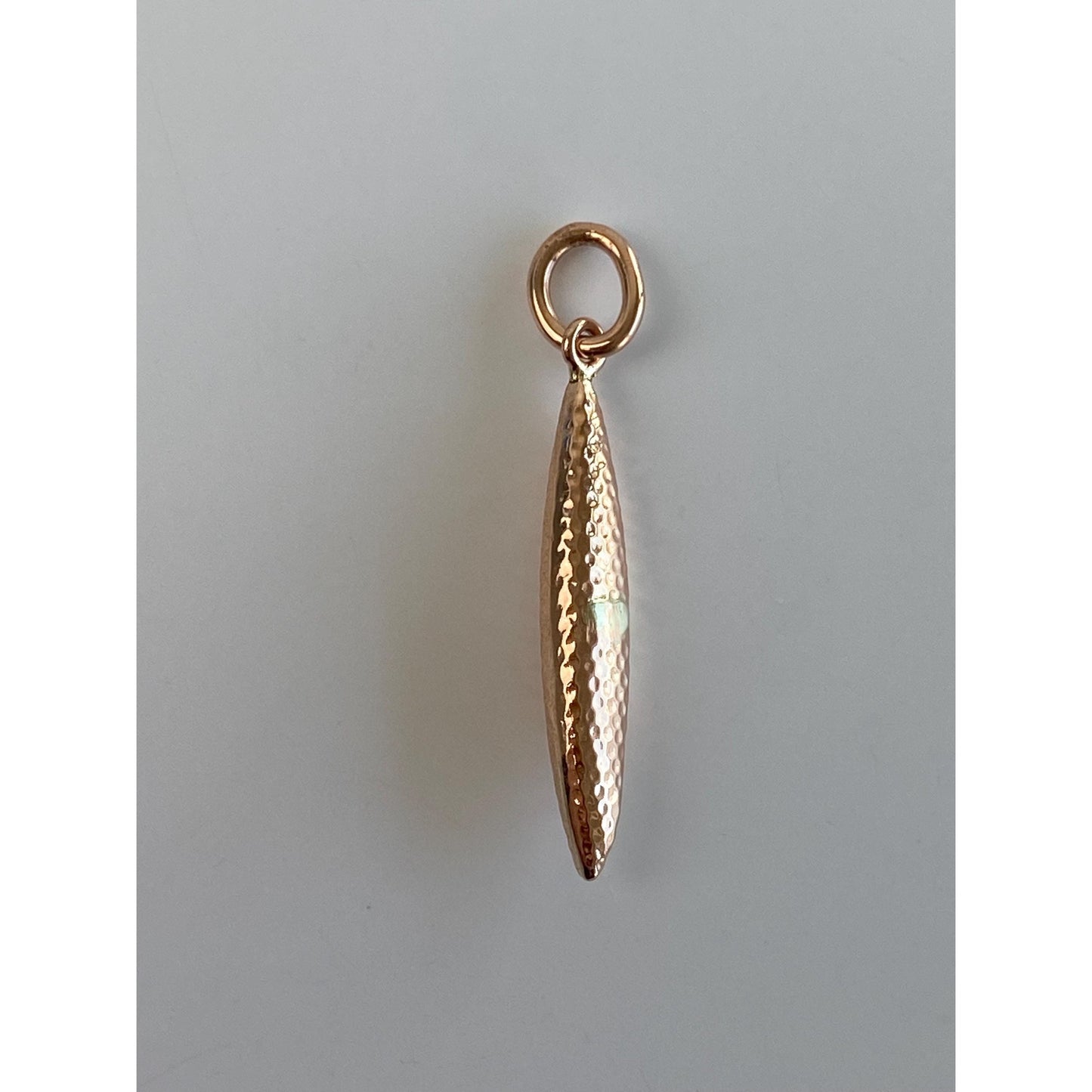 Vintage 8k Rose Gold Textured Oval Dome Charm